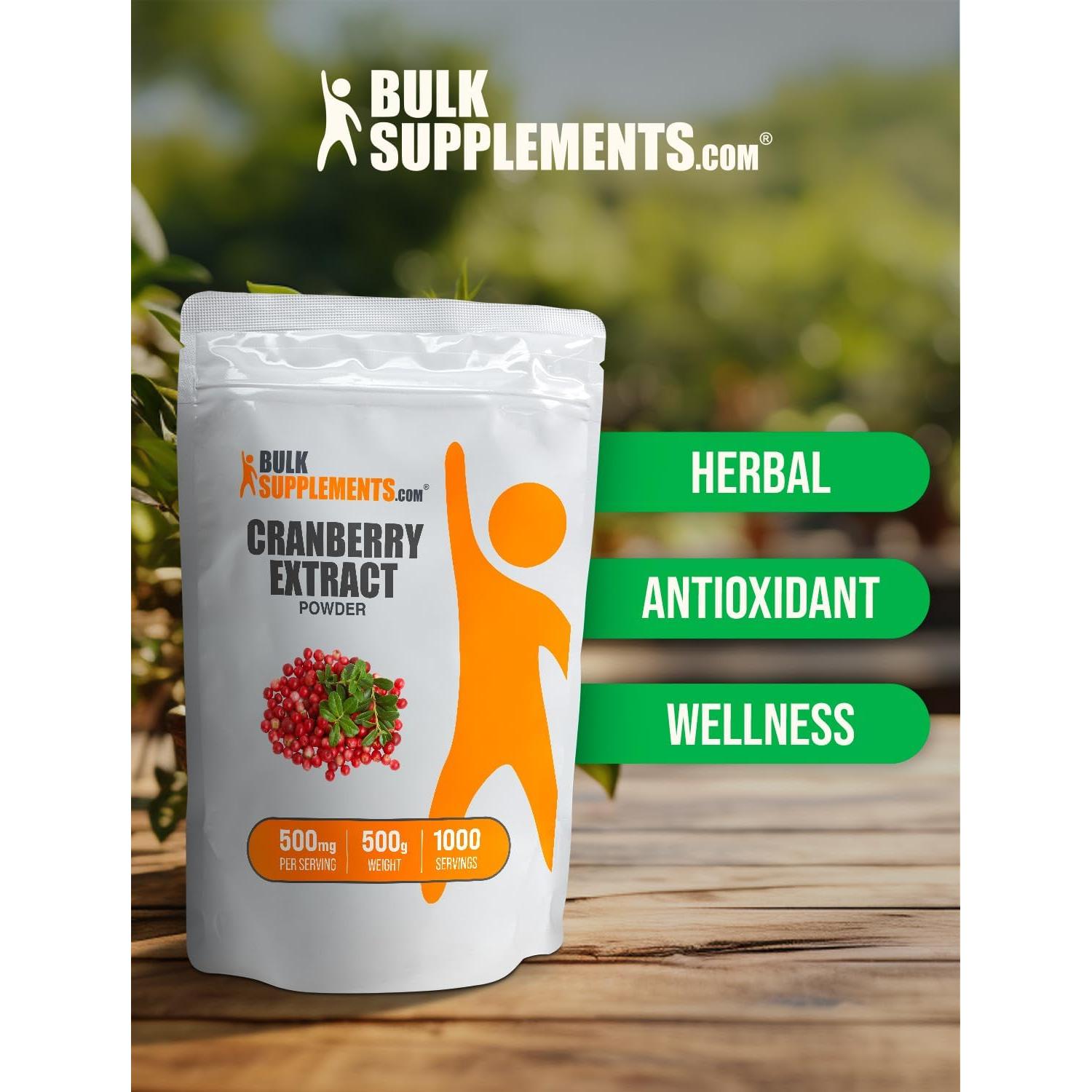 Polvo de Extracto de Arándano BulkSupplements 500g - Vegano y Sin Gluten