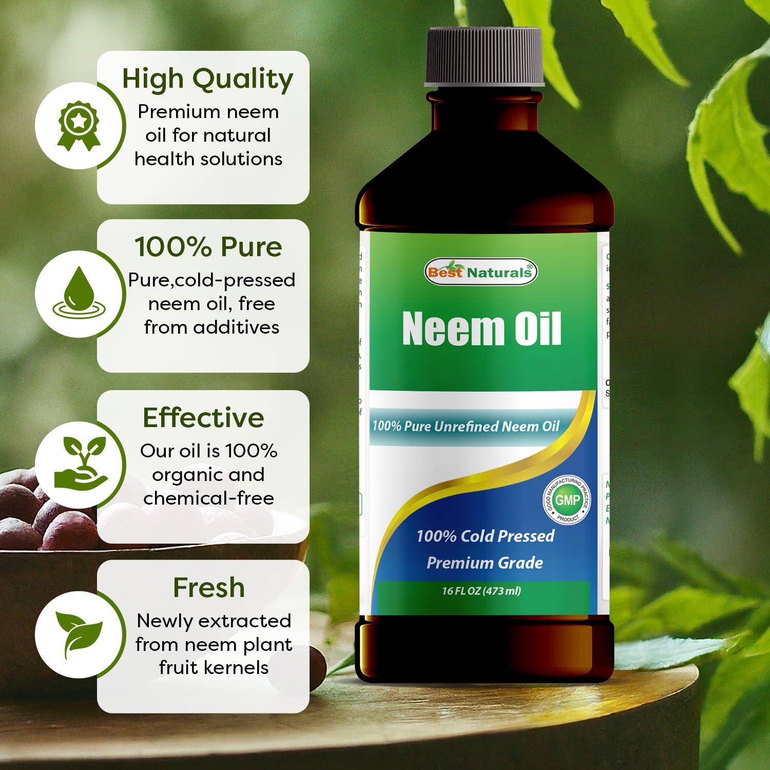 Aceite de Neem Puro 100% Mejor Naturales 0.47L Prensado en Frío