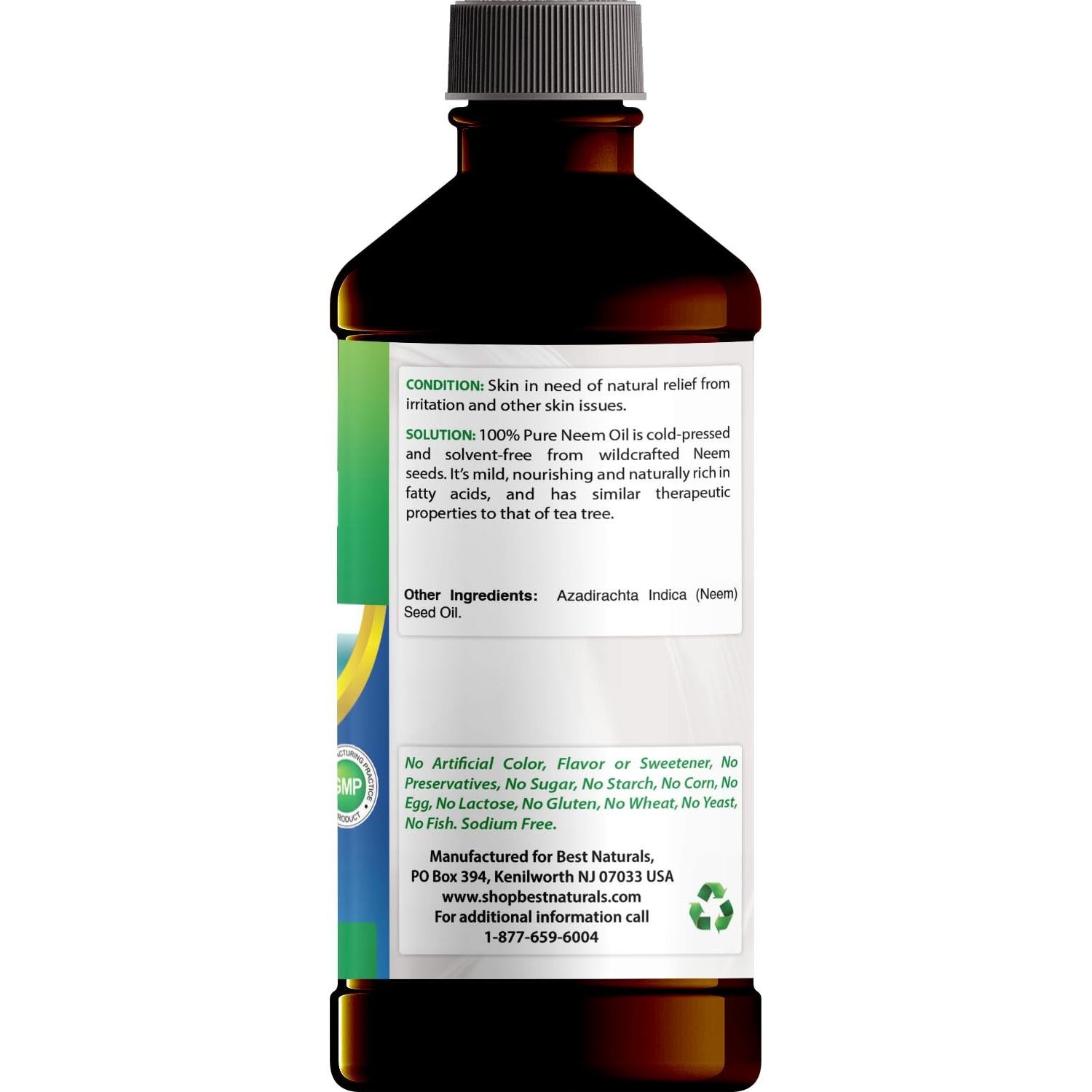 Aceite de Neem Puro 100% Mejor Naturales 0.47L Prensado en Frío