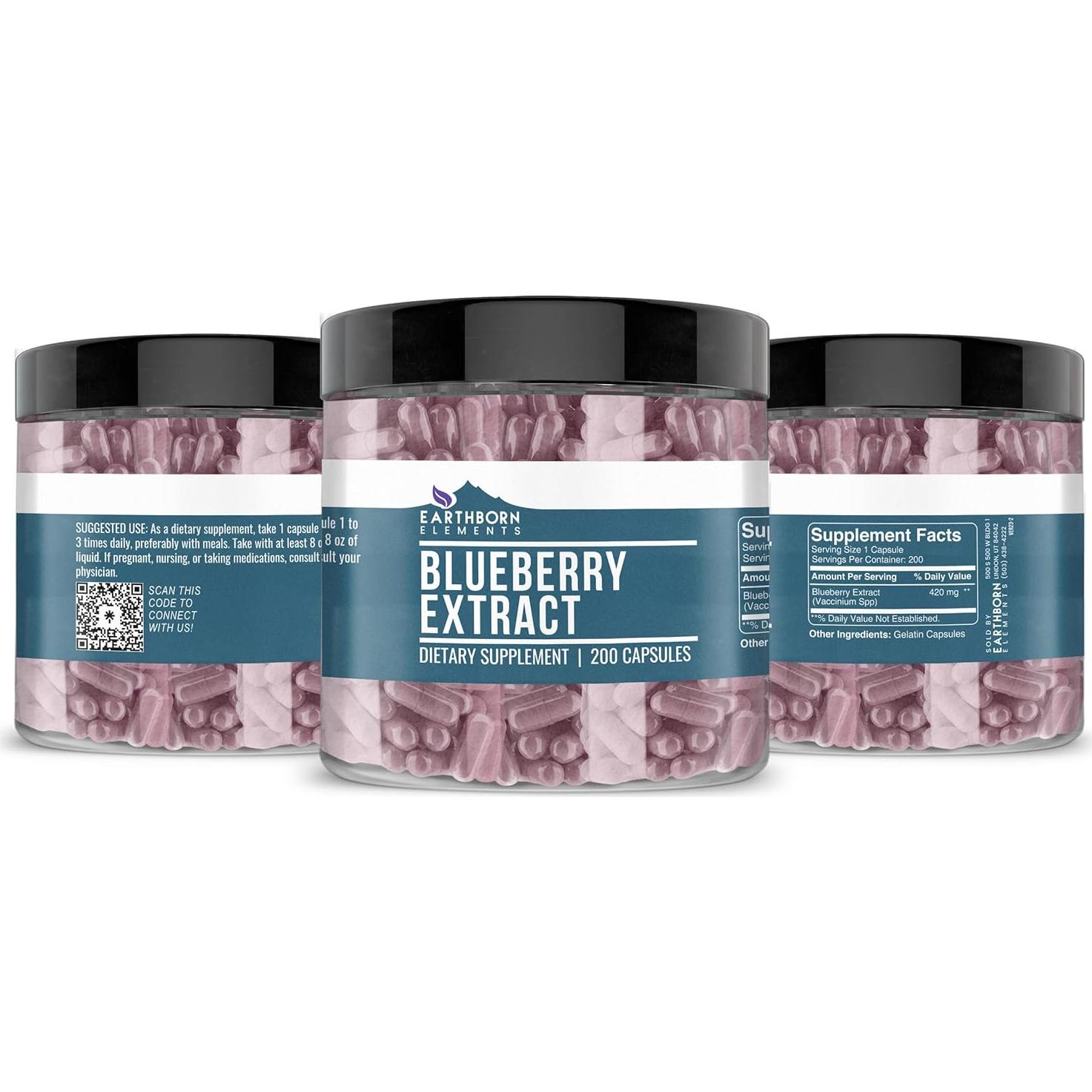 Cápsulas de Extracto de Arándano 10:1 Earthborn Elements 200