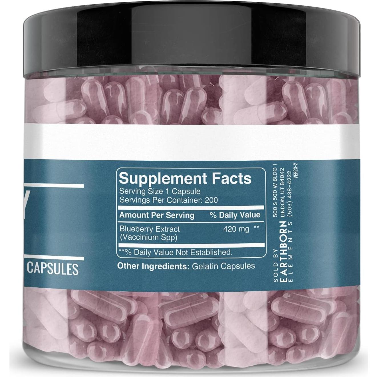 Cápsulas de Extracto de Arándano 10:1 Earthborn Elements 200