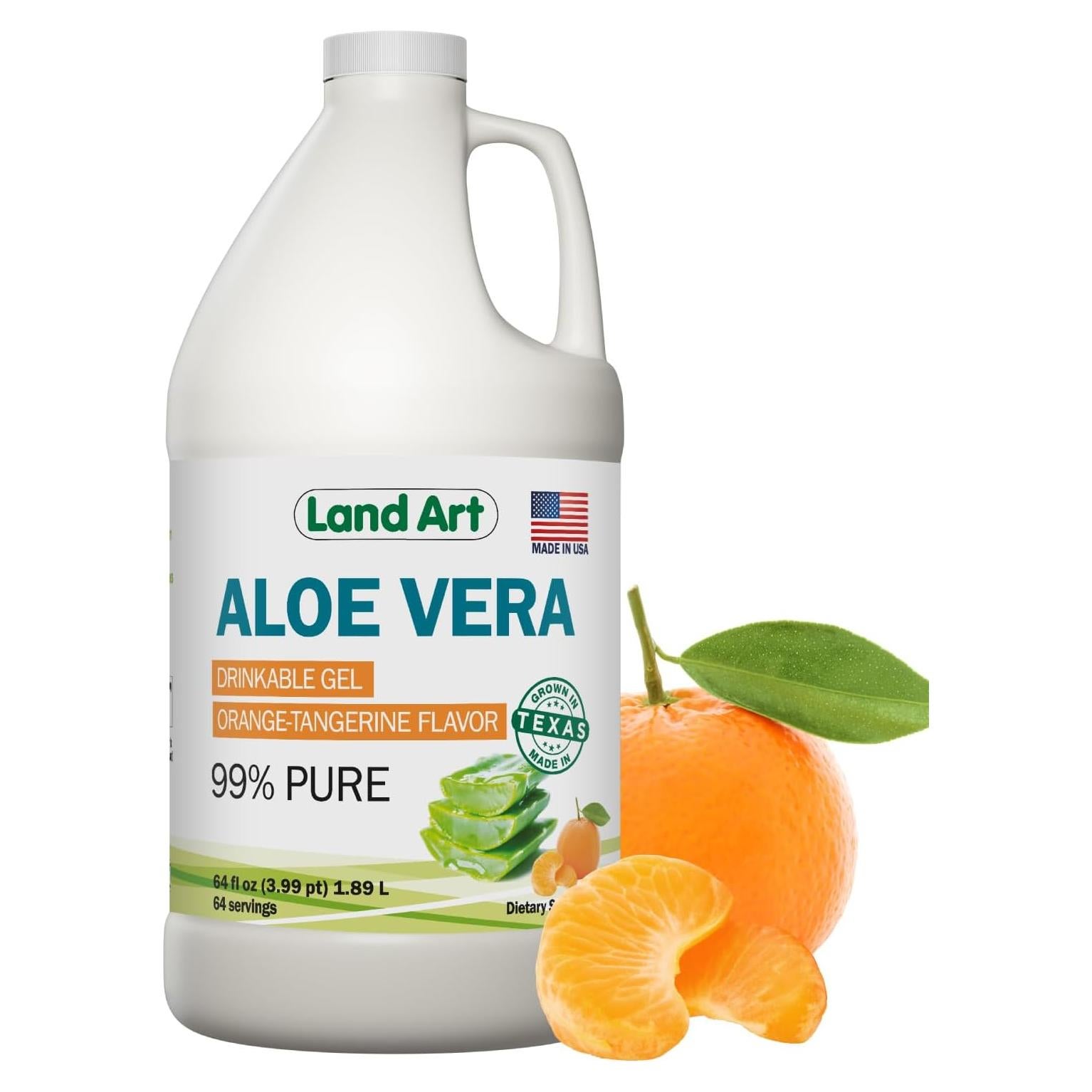 Gel Bebible de Aloe Vera Puro Land Art 1.89 L Sabor Naranja y Mandarina