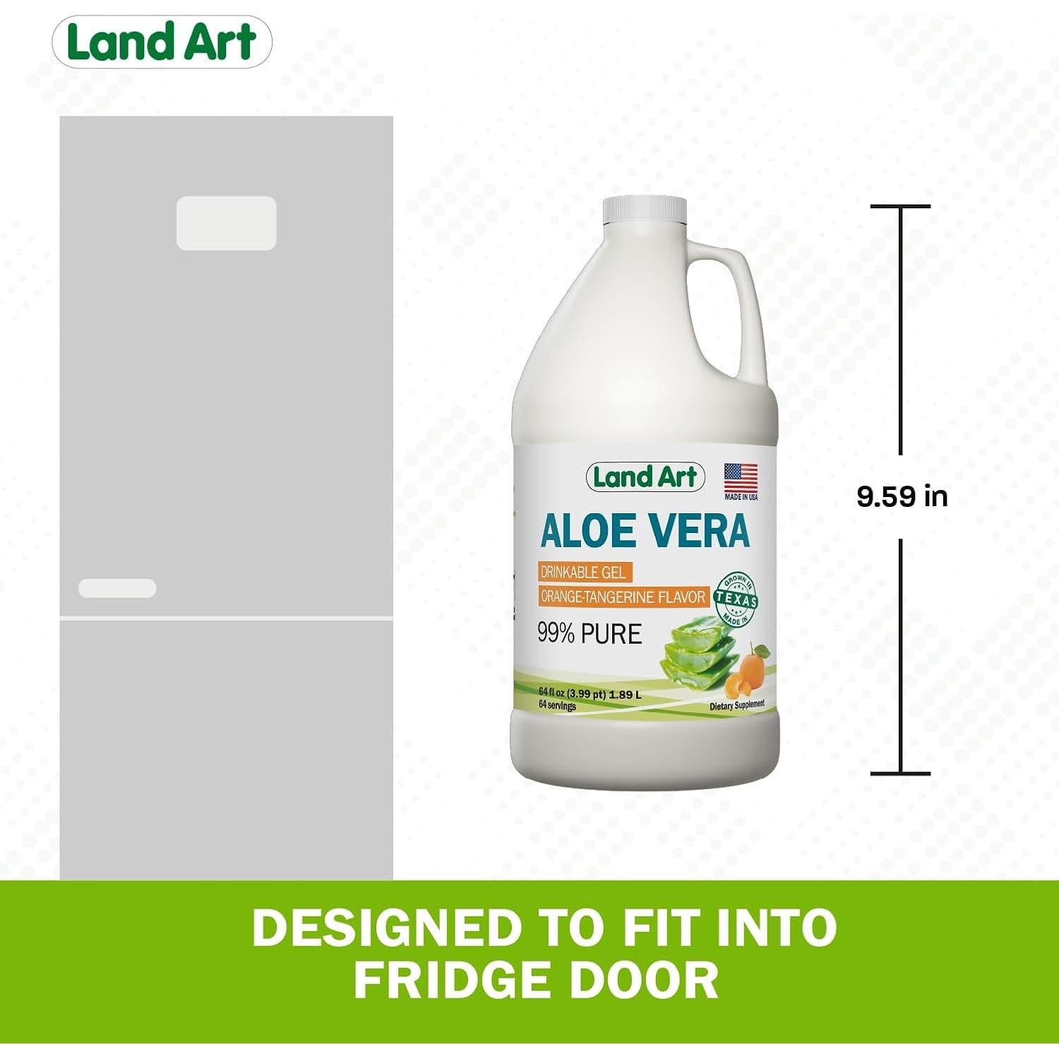 Gel Bebible de Aloe Vera Puro Land Art 1.89 L Sabor Naranja y Mandarina