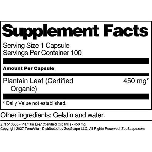 Cápsulas de Hoja de Plátano Orgánico TerraVita 450 mg - 100 Unidades