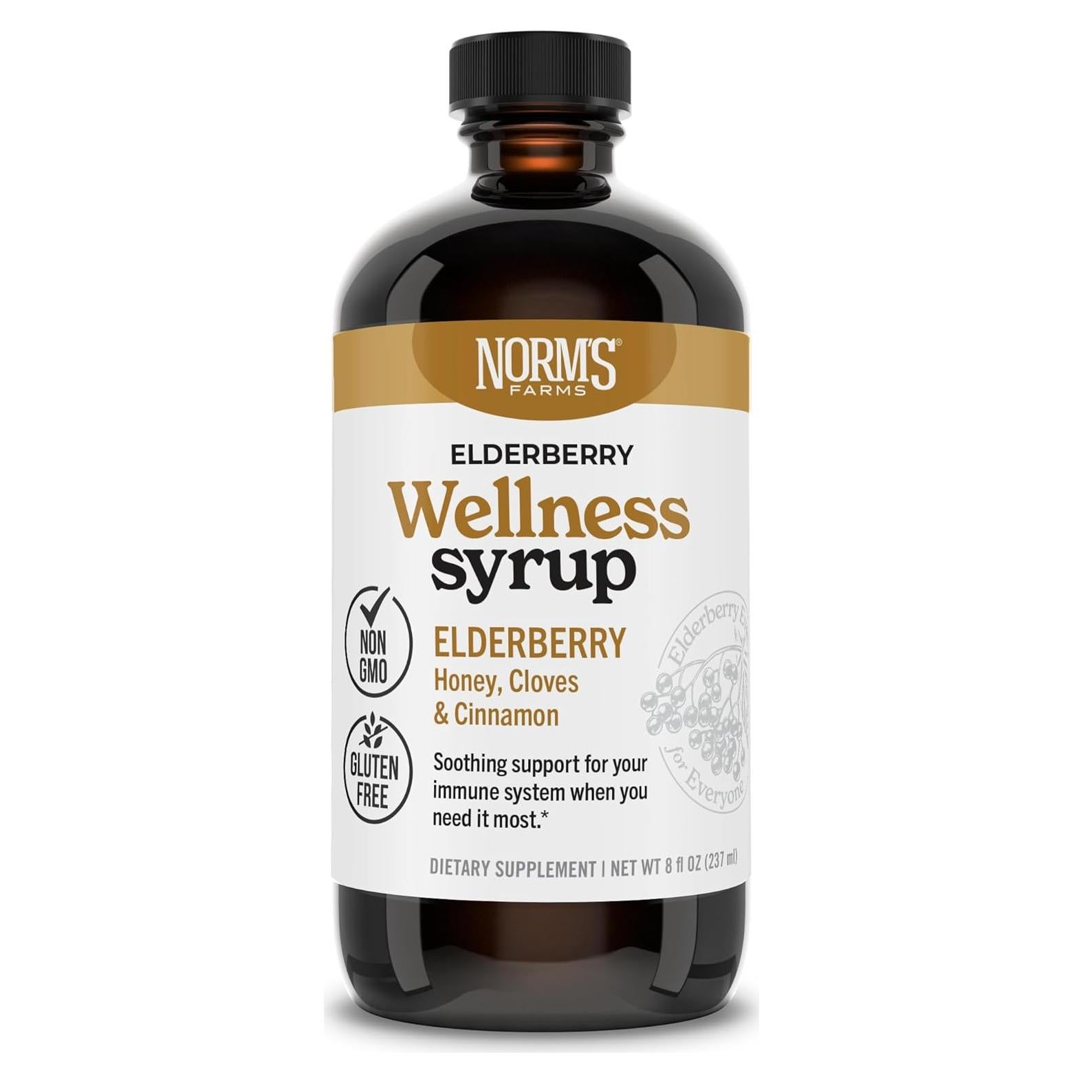 Jarabe de Saúco Negro Norm's Farms con Miel y Canela - 227 g