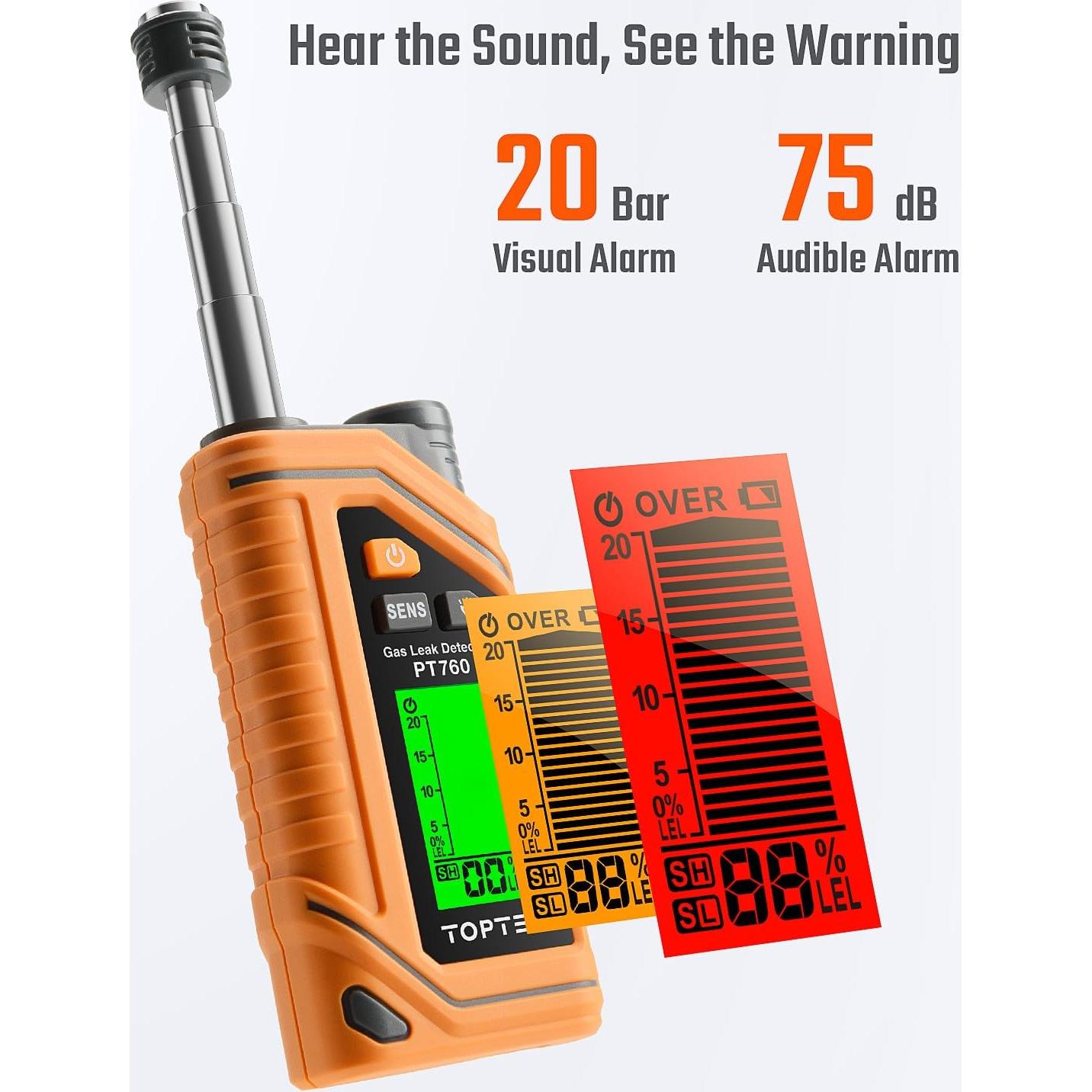 Detector de Fugas de Gas Natural TOPTES PT760 con Sonda 30.48 cm