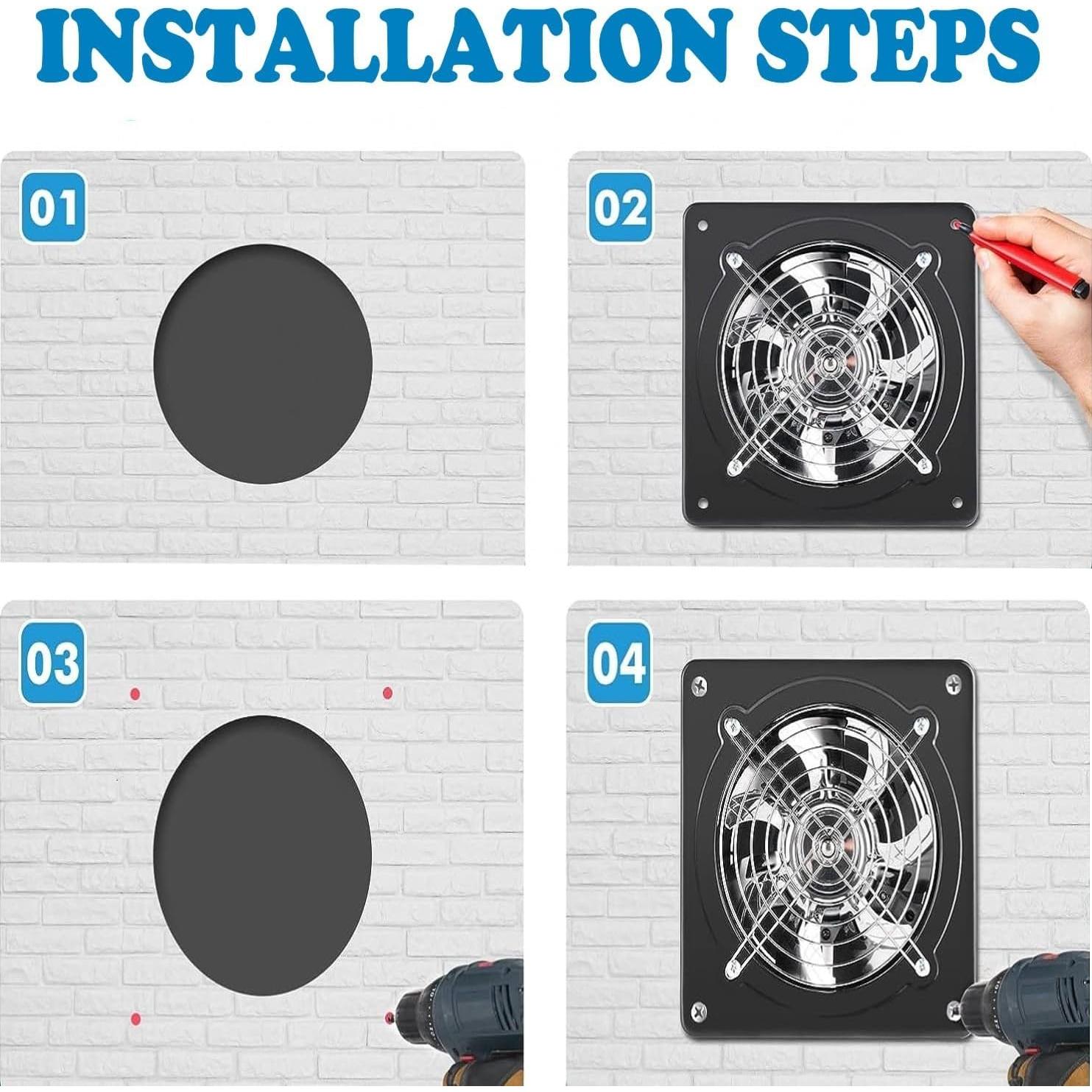 Ventilador de Escape Aydomer 40W 6" Pared Negro Eficiente