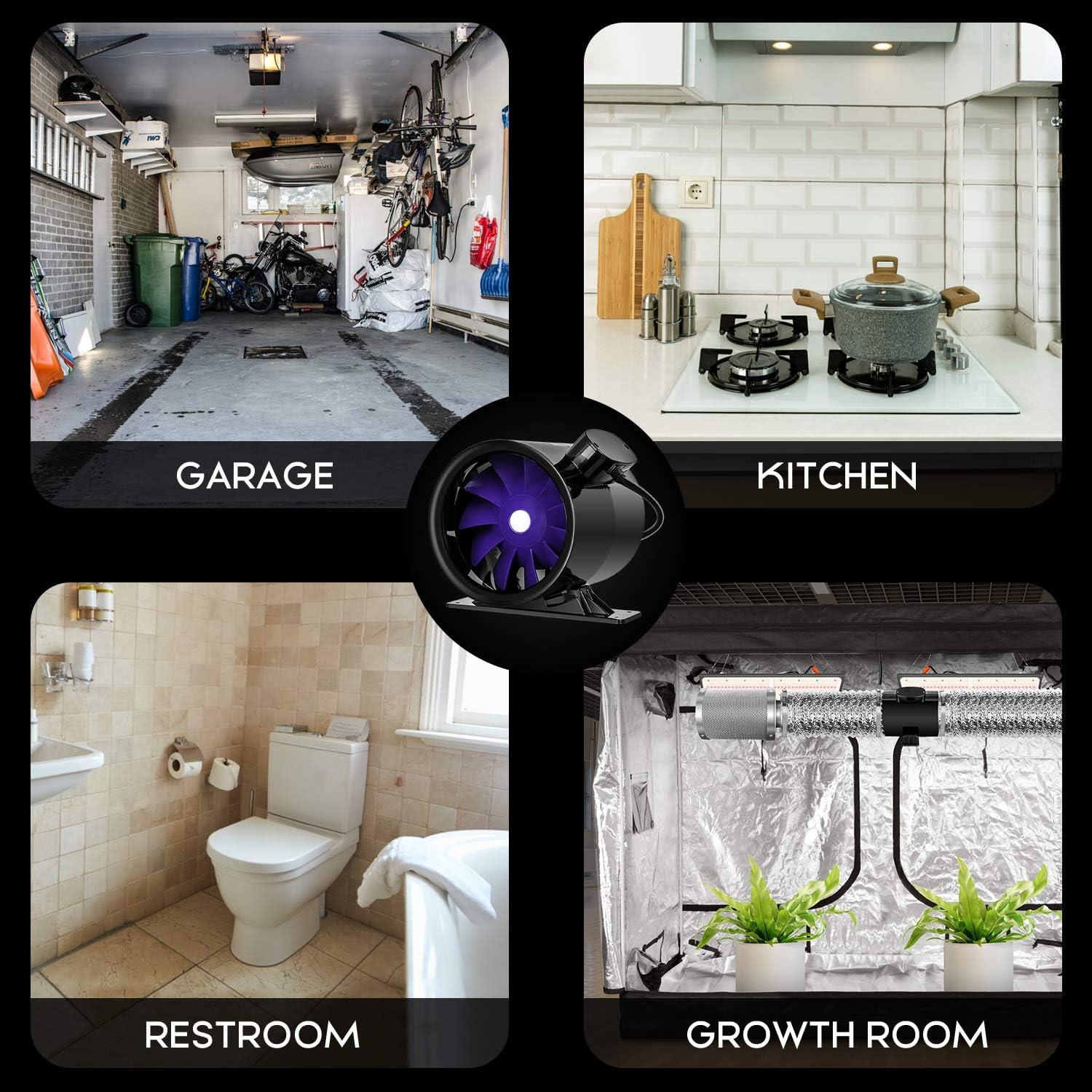 iPower Ventilador de Refuerzo 6" 300 CFM Silencioso Negro