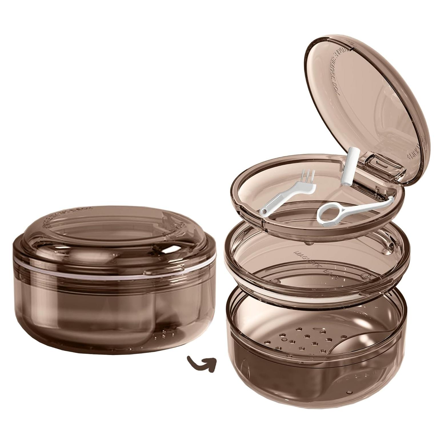 Estuche Limpiador de Dentaduras Murri&Murrdi Negro 11.2x10.9cm