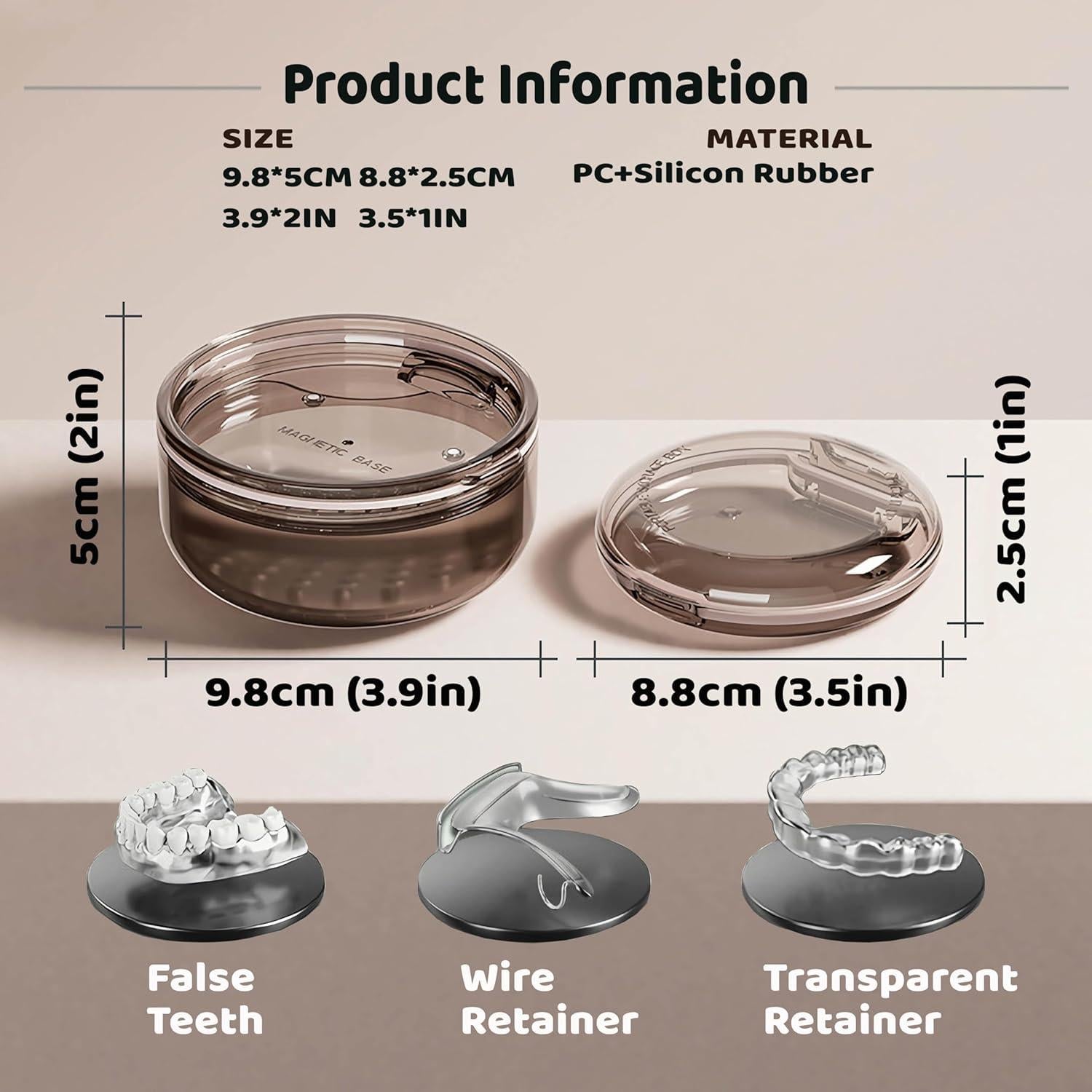 Estuche Limpiador de Dentaduras Murri&Murrdi Negro 11.2x10.9cm