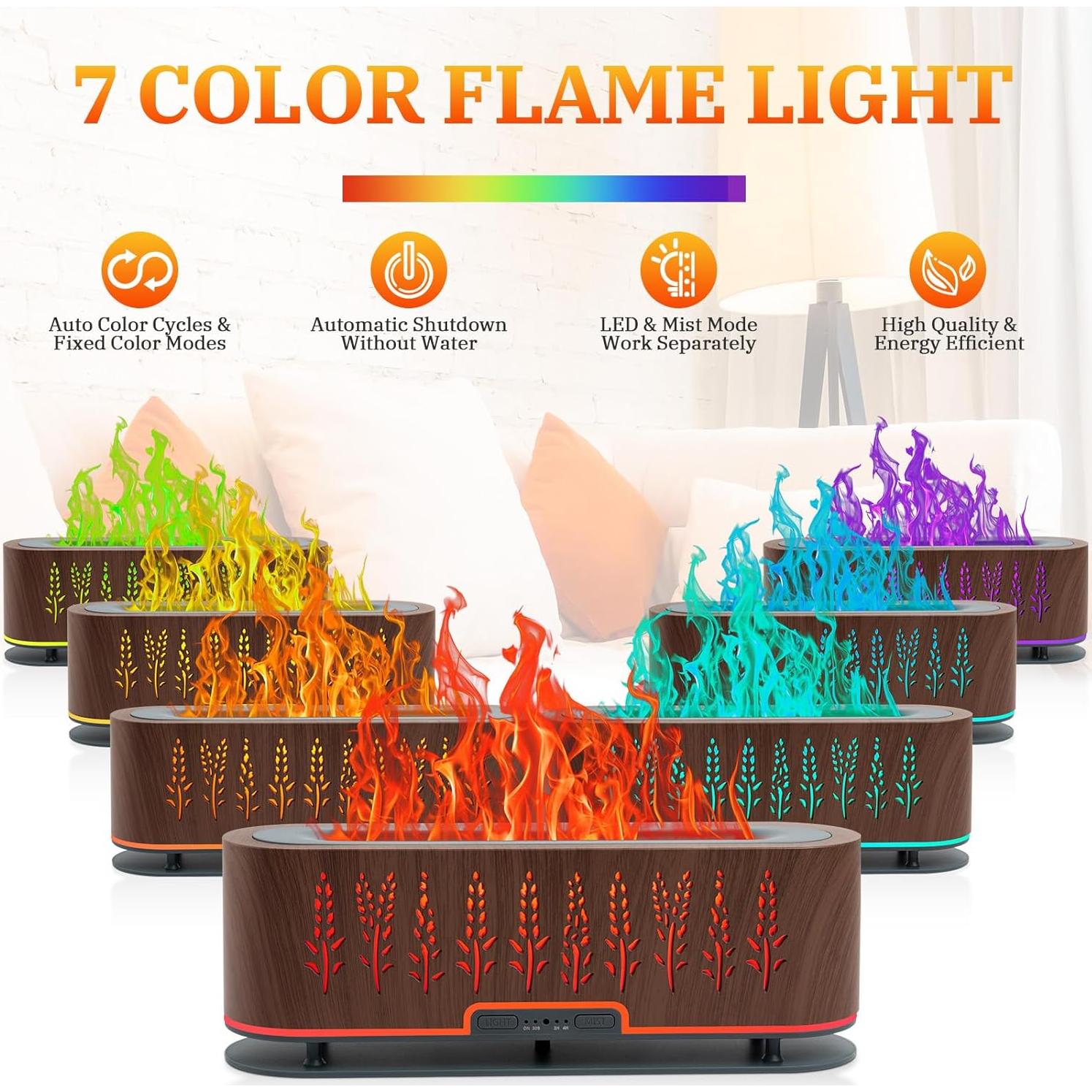 Difusor de Aceite Esencial Rivola 200ml con Llama LED y Temporizador