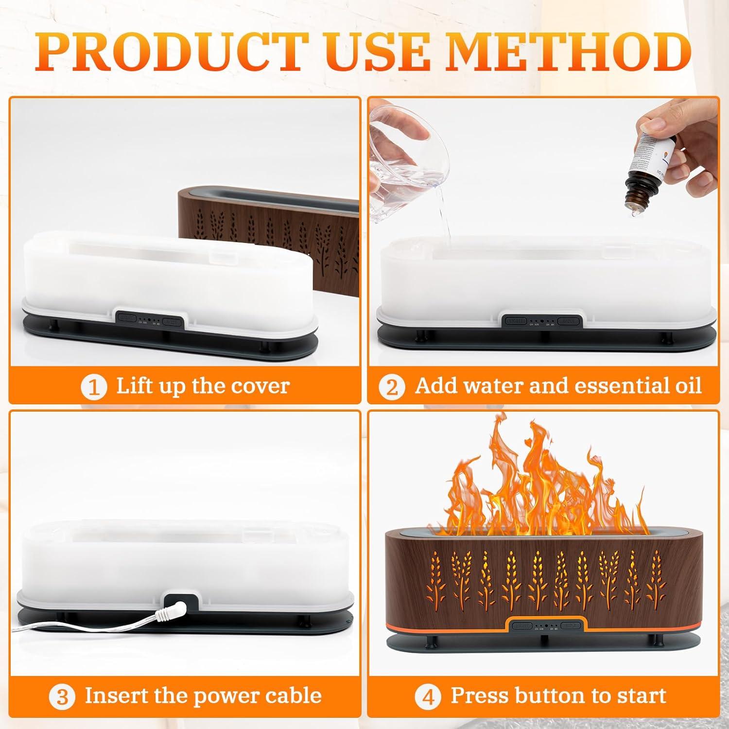 Difusor de Aceite Esencial Rivola 200ml con Llama LED y Temporizador