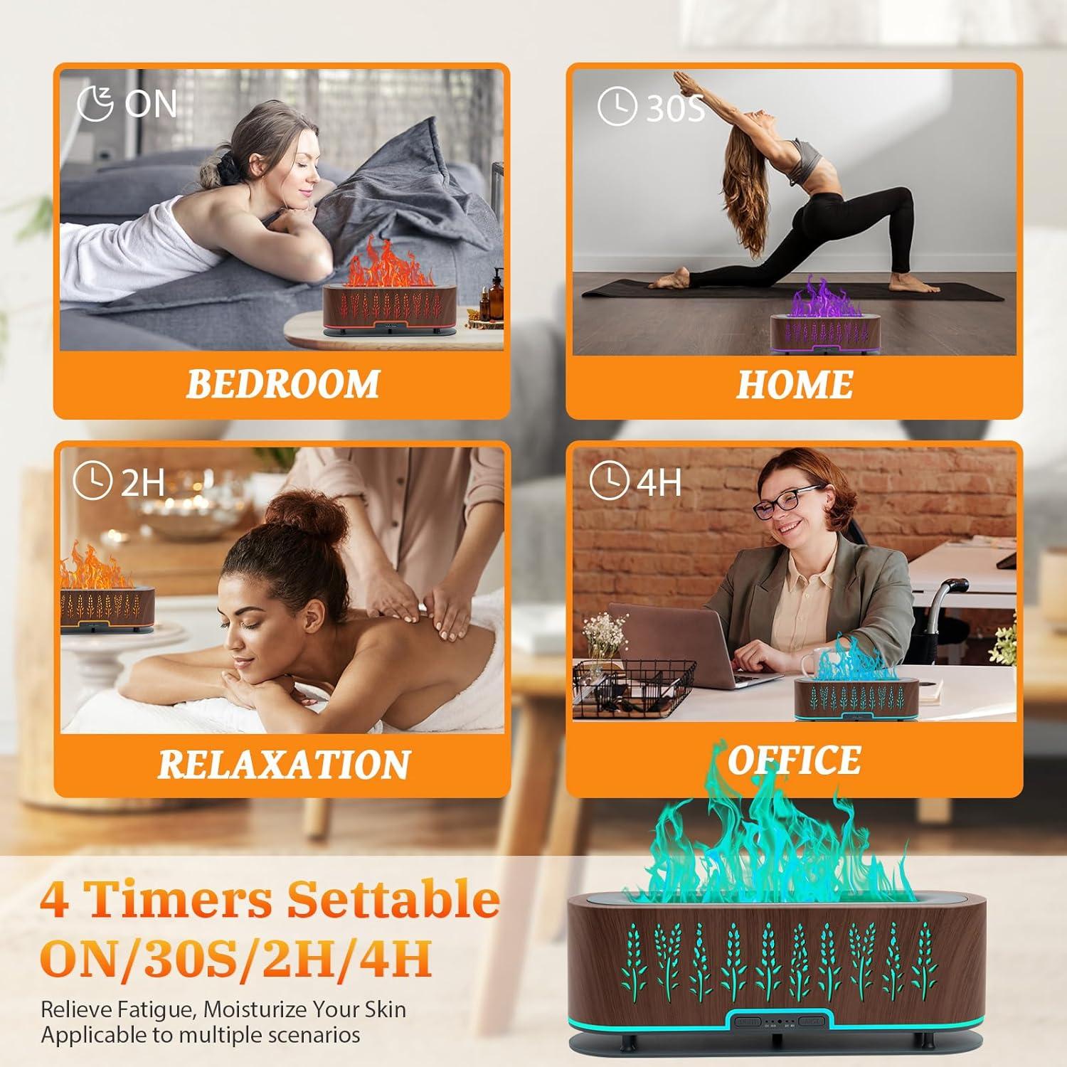 Difusor de Aceite Esencial Rivola 200ml con Llama LED y Temporizador