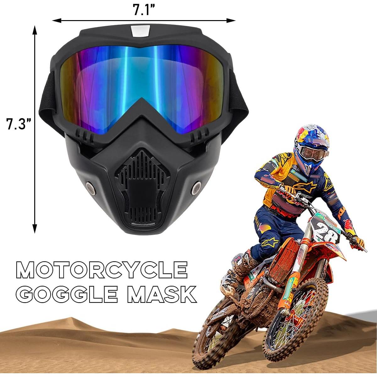 Gafas de Motocicleta Povtii con Máscara Facial Removible