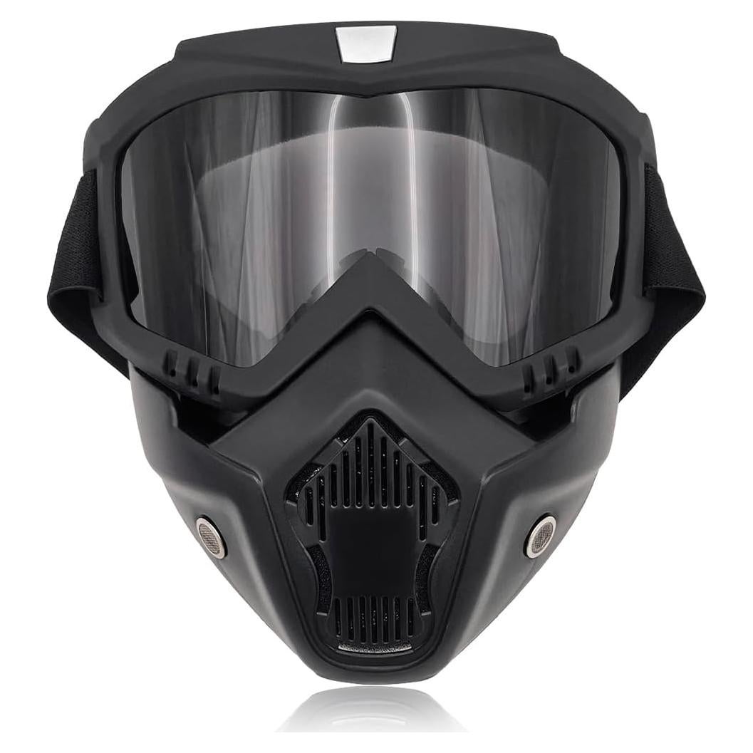 Gafas de Motocicleta Povtii con Máscara Facial Gris