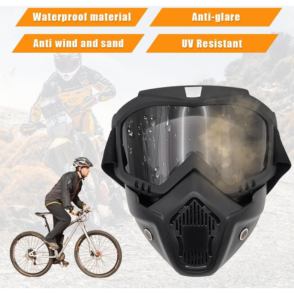 Gafas de Motocicleta Povtii con Máscara Facial Gris