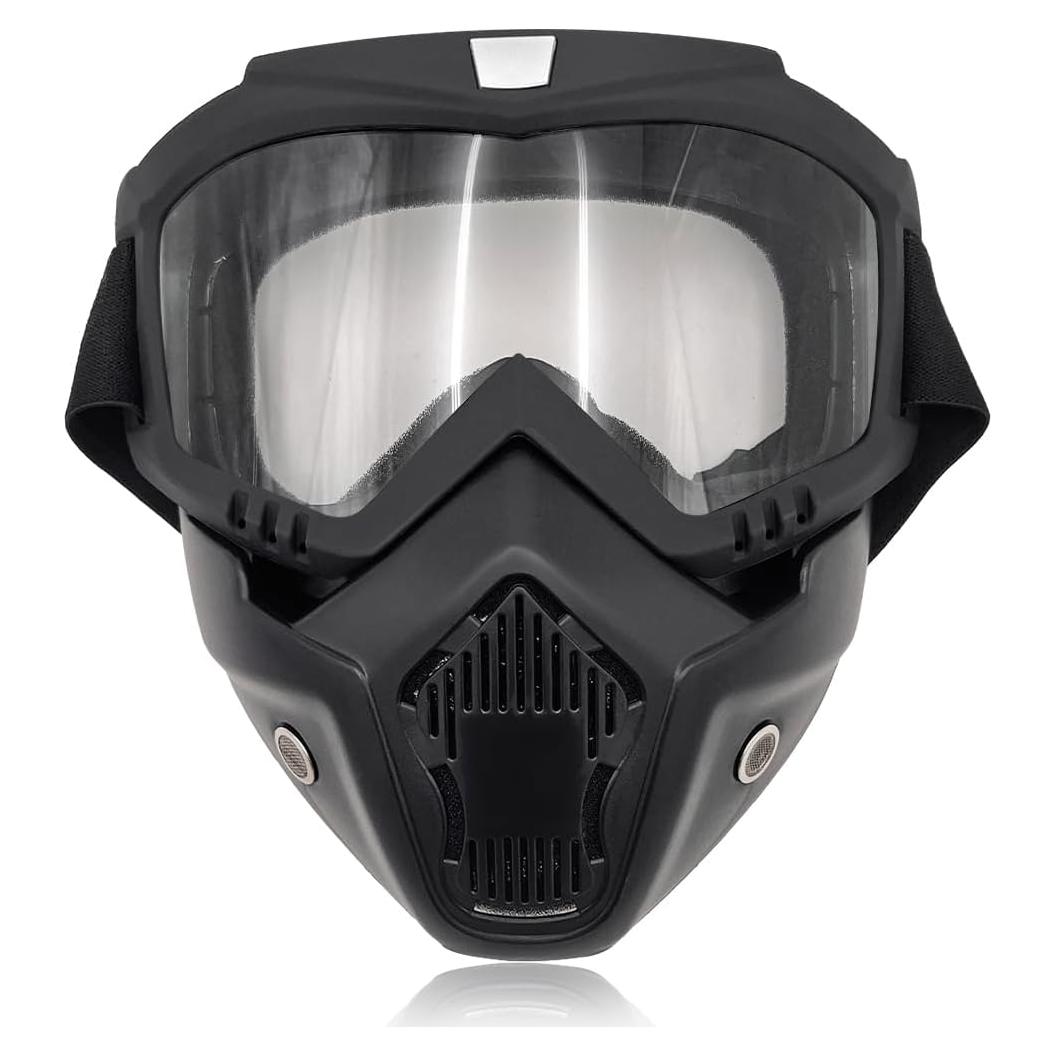 Gafas de Motocicleta Povtii con Máscara Facial Removible