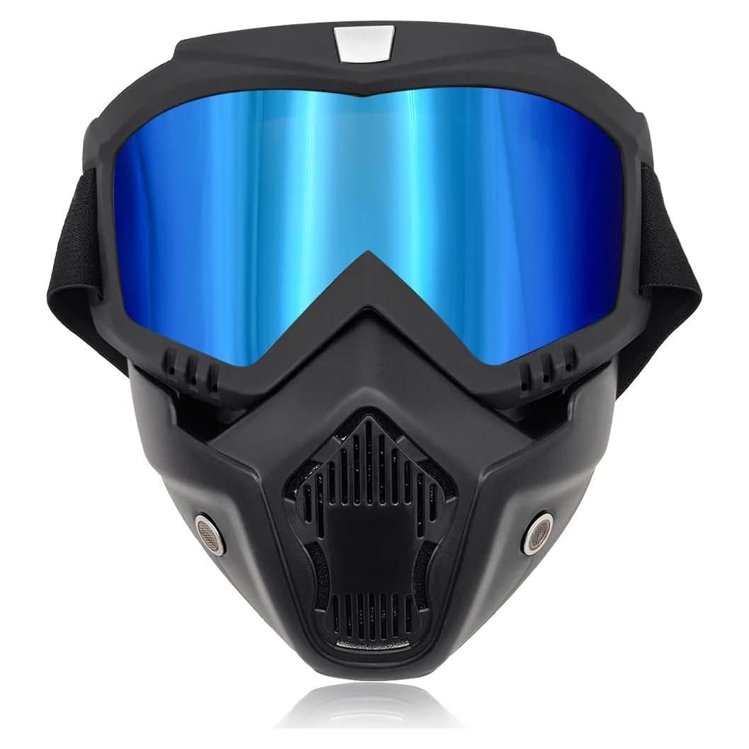 Gafas de Motocicleta Povtii con Máscara Facial Removible