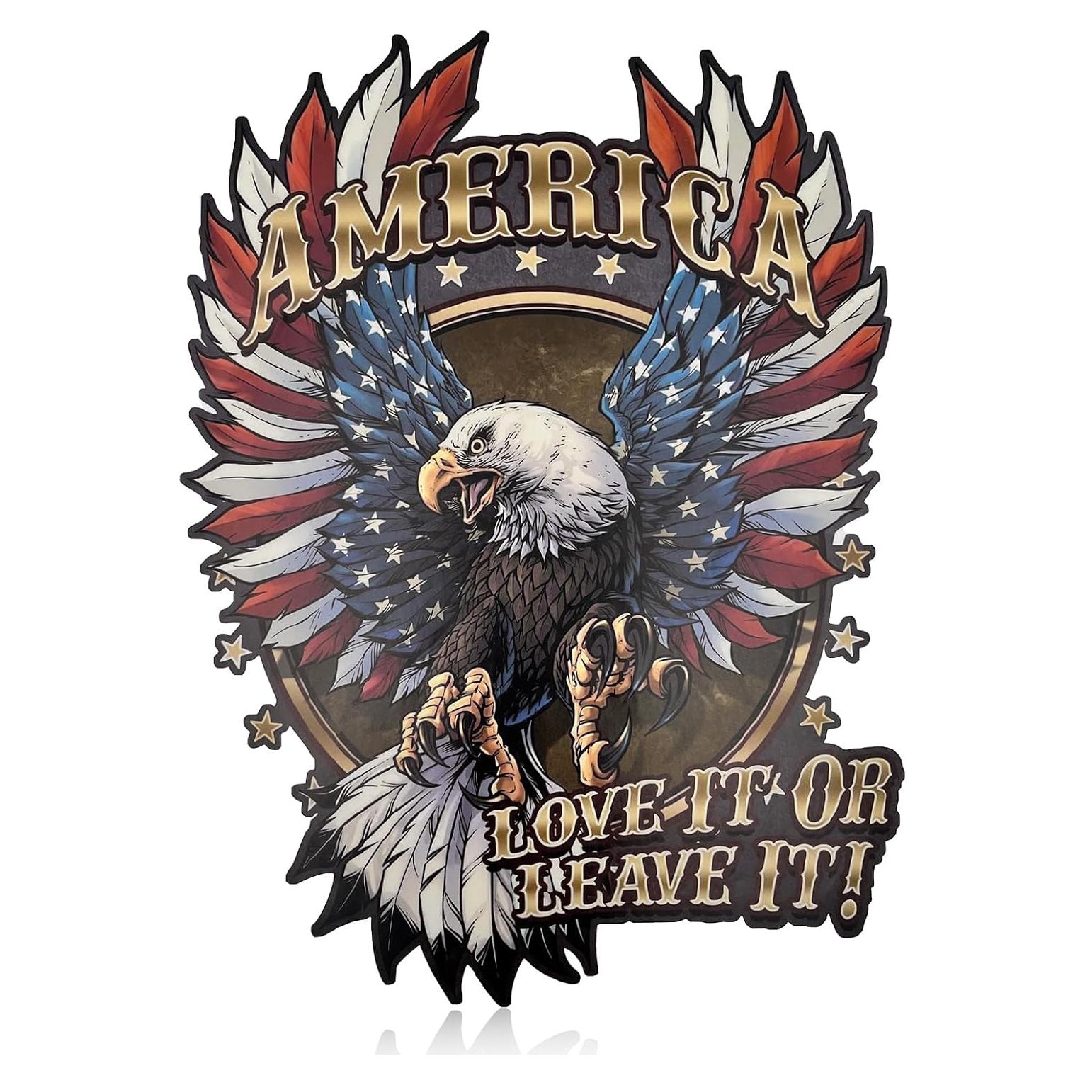 Pegatina Patriótica Povtii Águila Calva 30x20 cm Impermeable