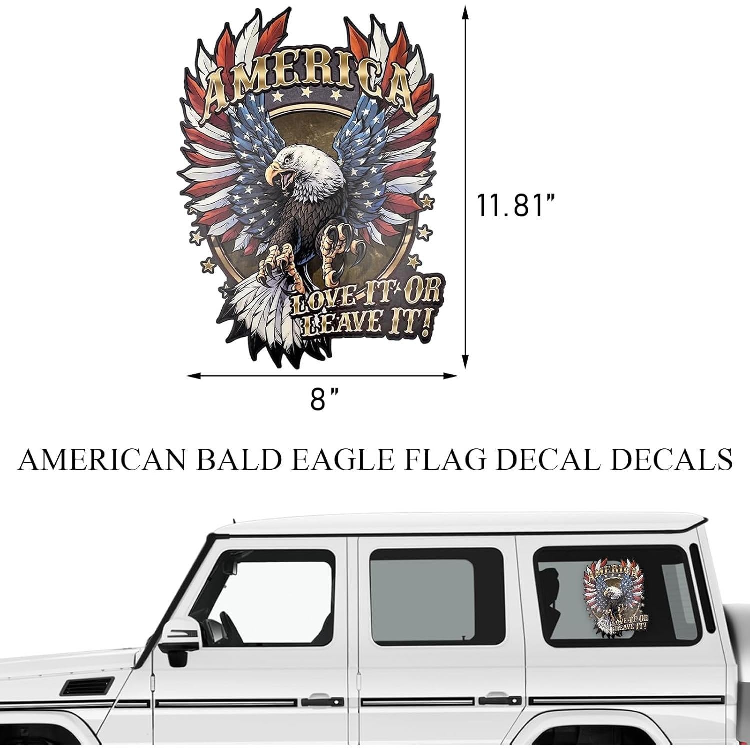 Pegatina Patriótica Povtii Águila Calva 30x20 cm Impermeable