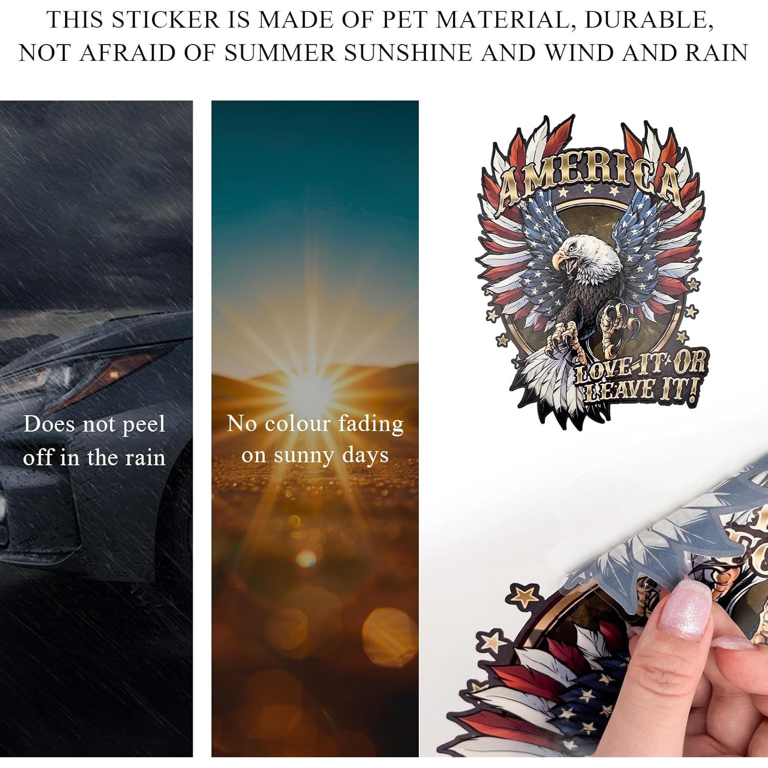 Pegatina Patriótica Povtii Águila Calva 30x20 cm Impermeable