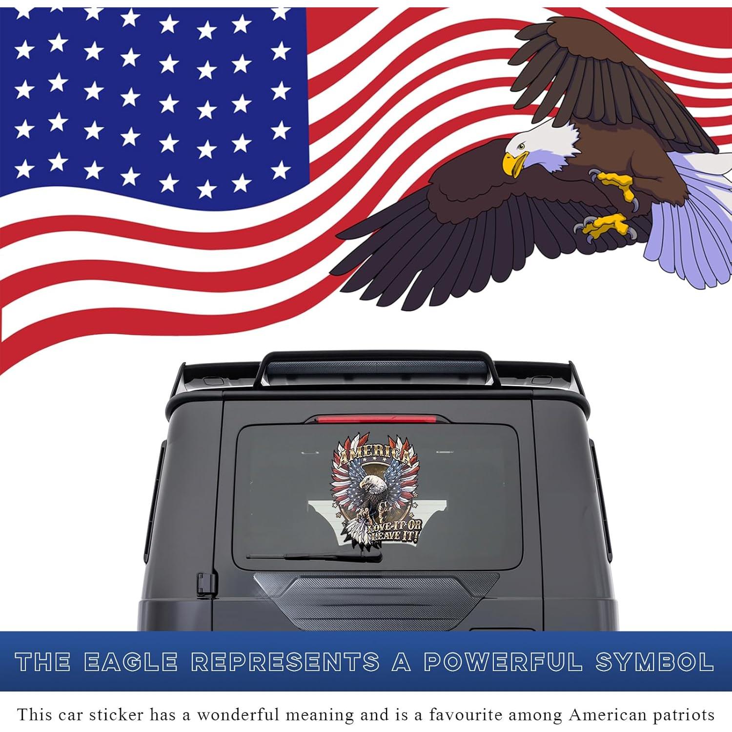 Pegatina Patriótica Povtii Águila Calva 30x20 cm Impermeable