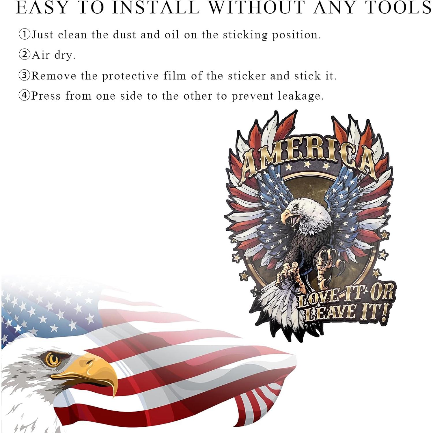 Pegatina Patriótica Povtii Águila Calva 30x20 cm Impermeable