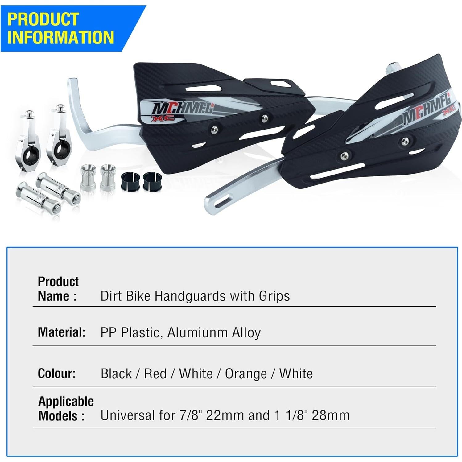 Guardas de Manos MCHMFG para Motocicleta 22mm y 28mm Negro