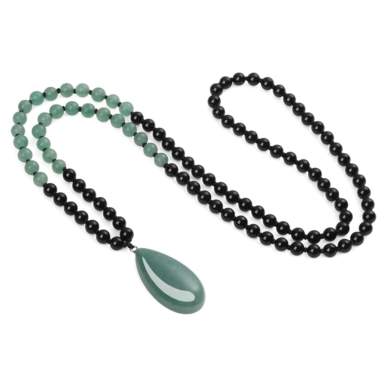 Collar de Cuentas Mala 108 COAI Onyx y Aventurina Verde 78 cm