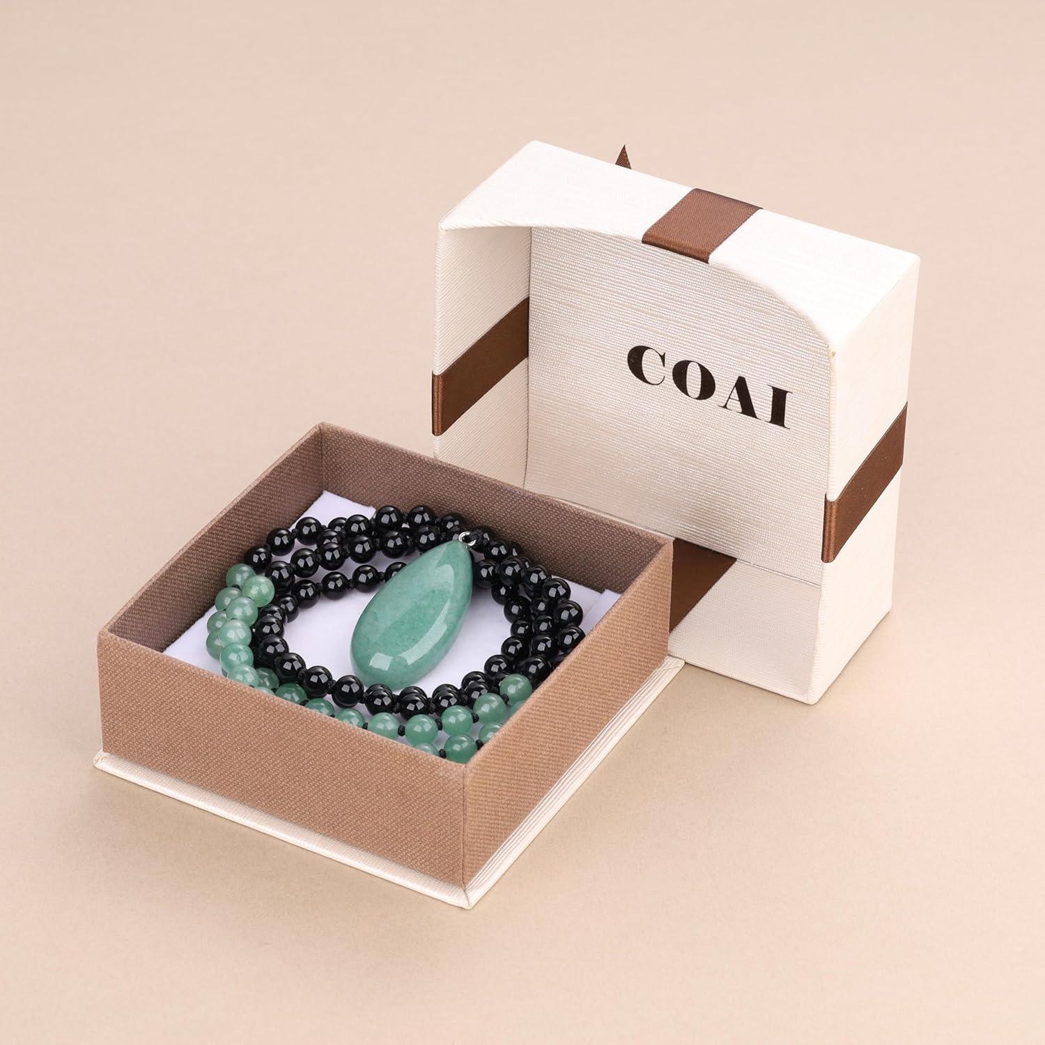 Collar de Cuentas Mala 108 COAI Onyx y Aventurina Verde 78 cm