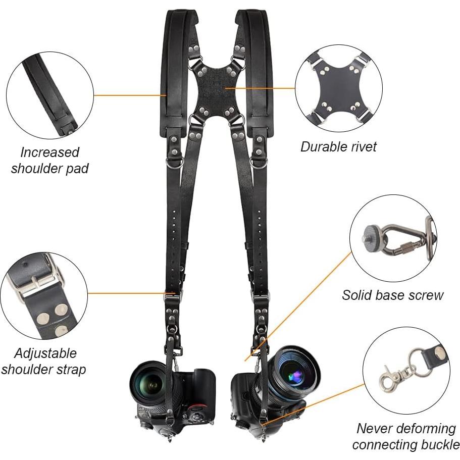 Arnés Doble para Cámara Jumyee con Correas Ajustables - Negro