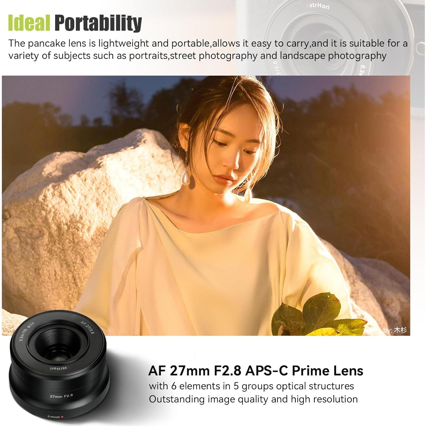 Lente Pancake AstrHori AF 27mm F2.8 para Fuji X - Ultra Compacta