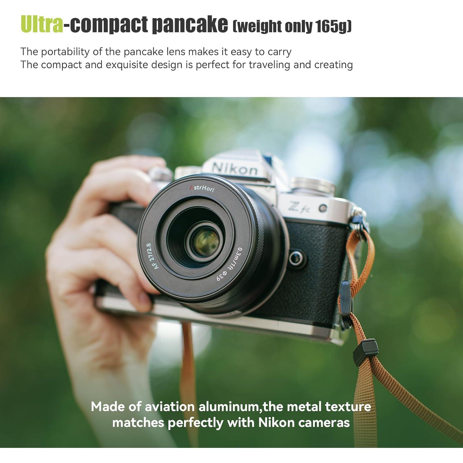 Lente Pancake AstrHori AF 27mm F2.8 para Fuji X - Ultra Compacta