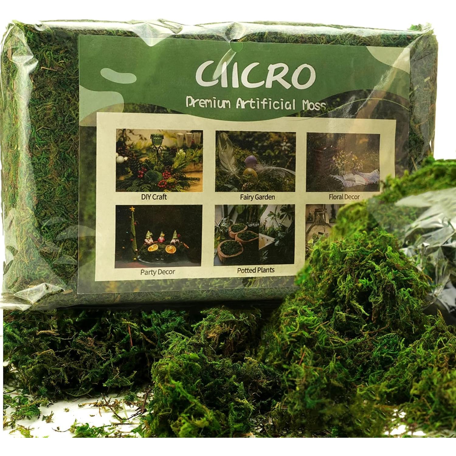 Musgo Artificial Verde Fresco CIICRO 16OZ para Plantas y Manualidades