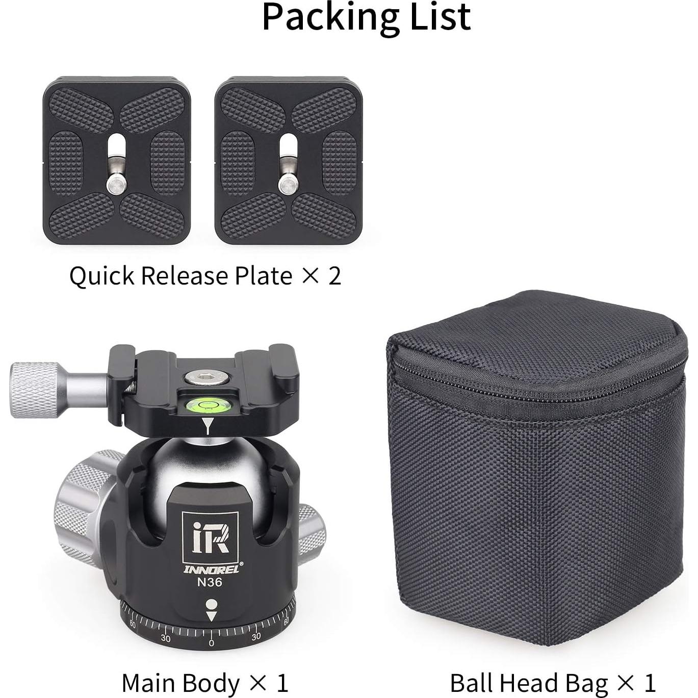 Cabezal de Bola INNOREL N36 para Trípode y Monopie, Carga 20kg