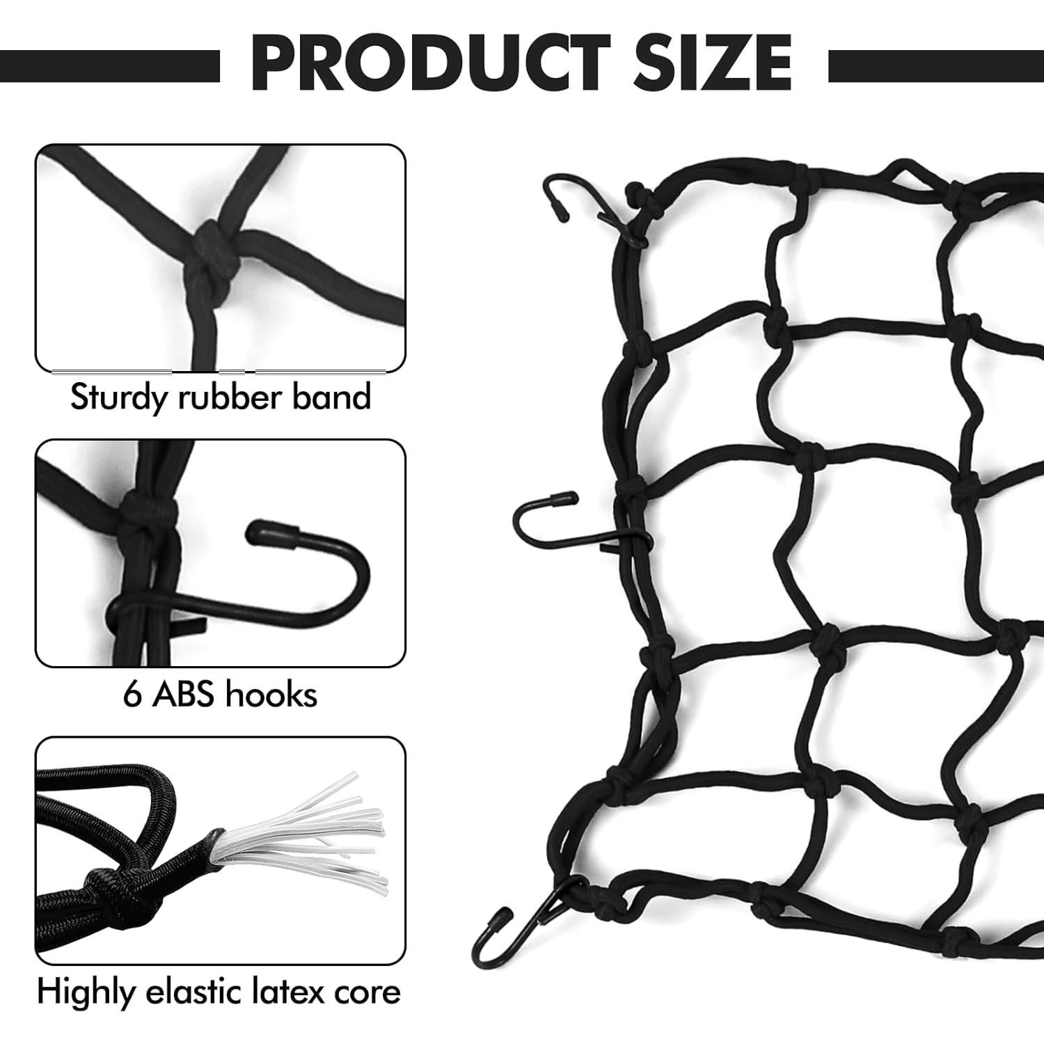 Red de Carga Elástica Wogomz 15x15 cm Ajustable Negro