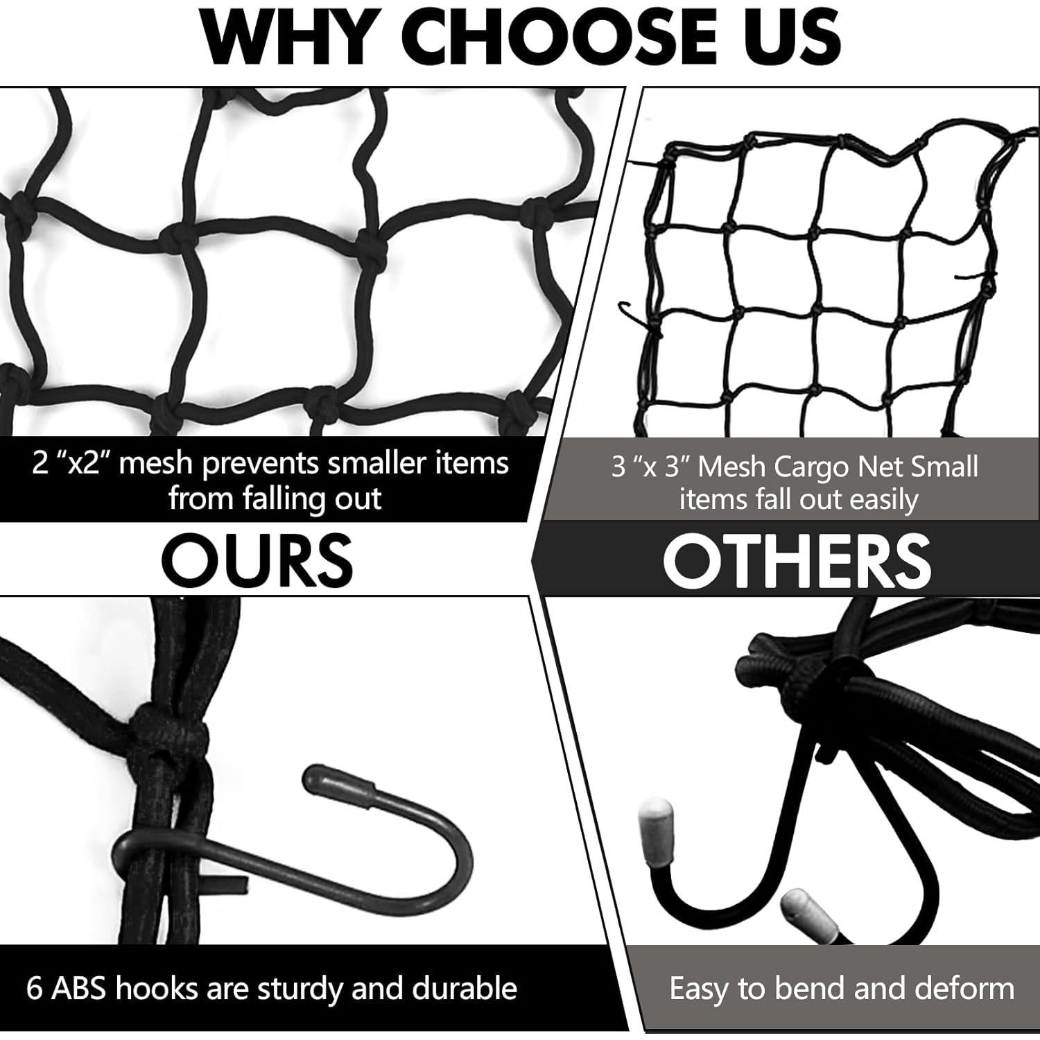 Red de Carga Elástica Wogomz 15x15 cm Ajustable Negro