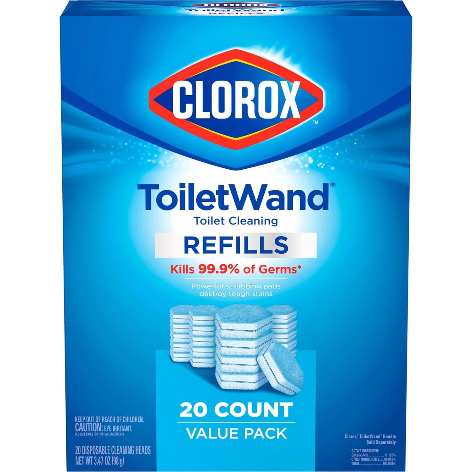 Rellenos de limpieza para inodoro Clorox ToiletWand - 20 unidades