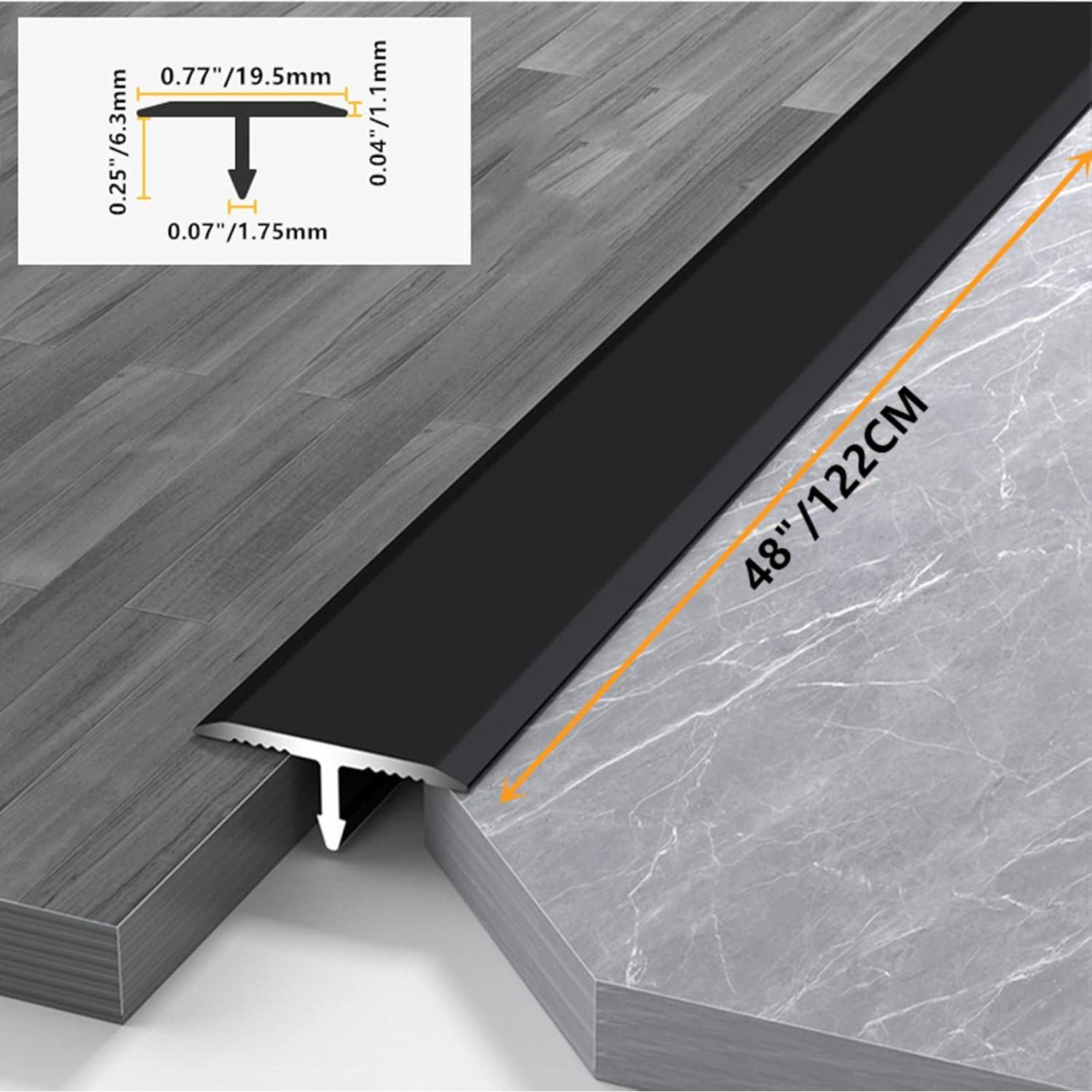 Tira de Transición de Suelo de Aluminio T 10 Pcs 122 cm Negro