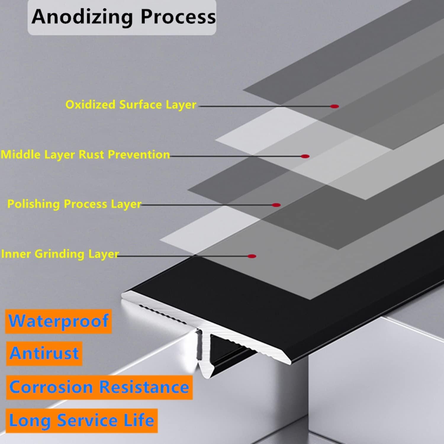 Tira de Transición de Suelo de Aluminio T 10 Pcs 122 cm Negro