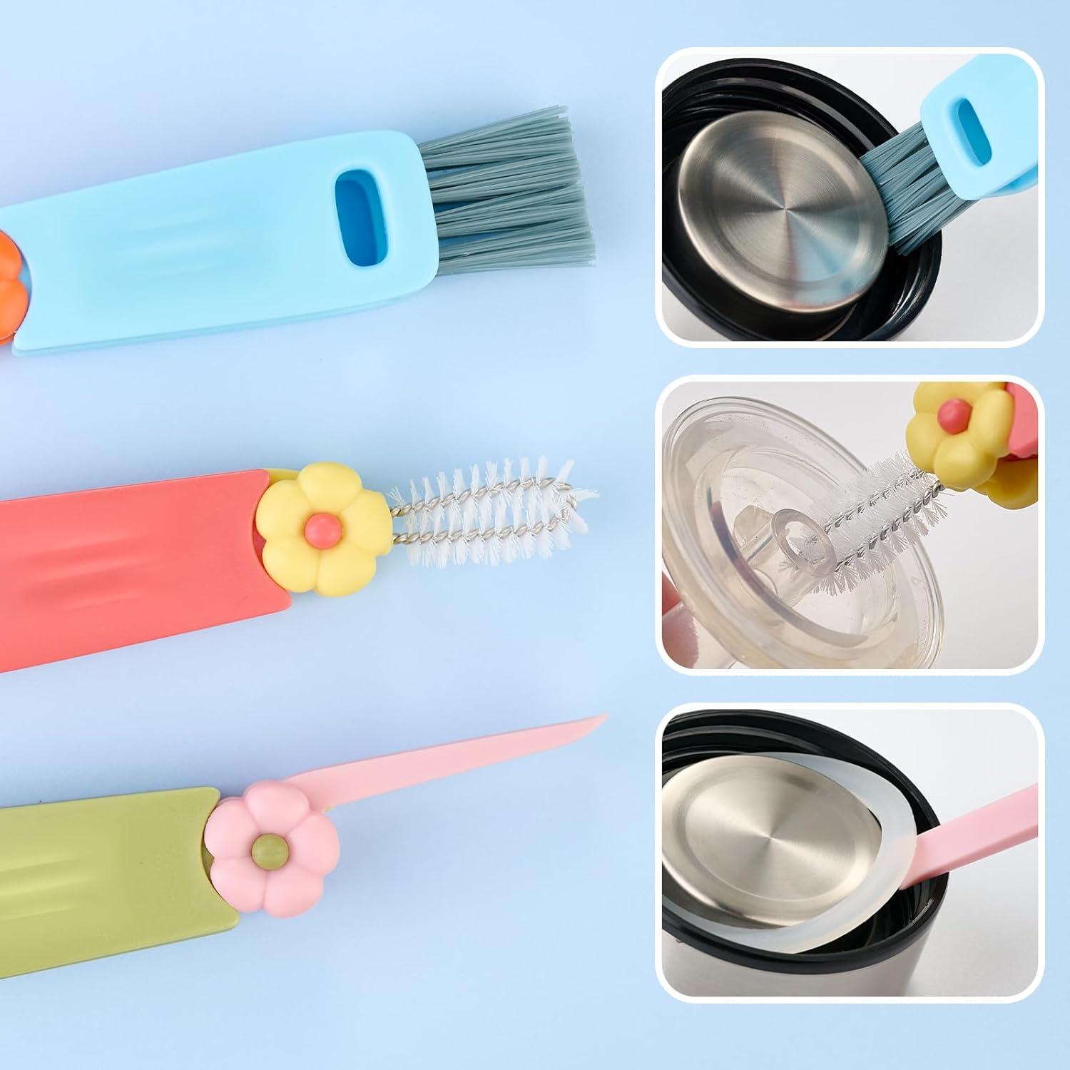 Cepillo de limpieza 3 en 1 Genérico para botellas y tazas - Azul