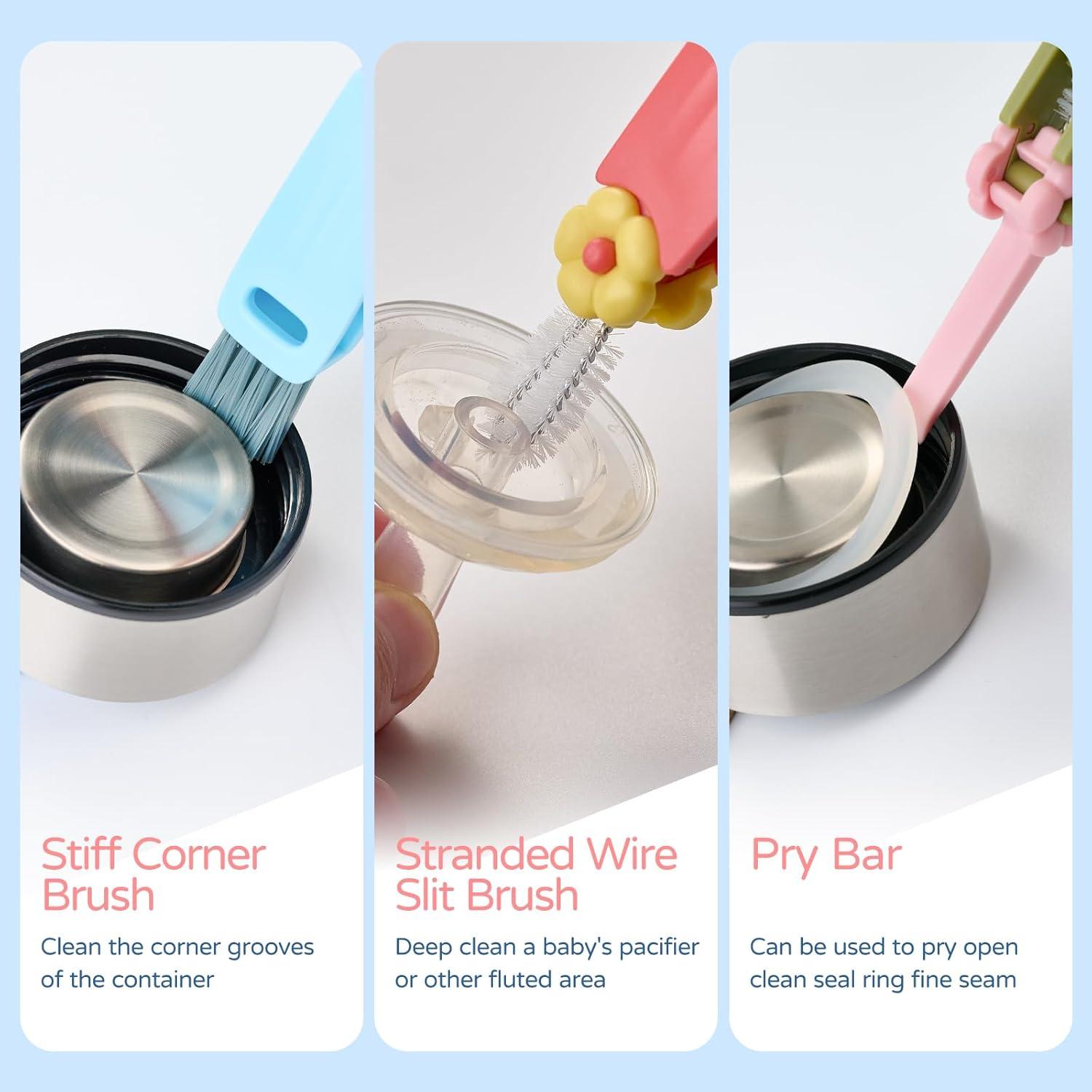 Cepillo de limpieza 3 en 1 Genérico para botellas y tazas - Azul