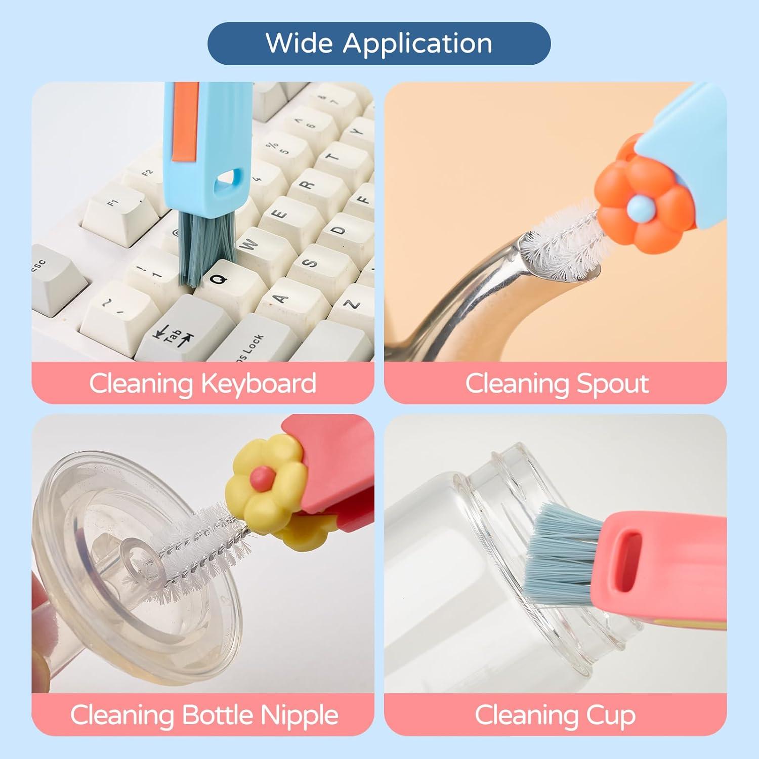 Cepillo de limpieza 3 en 1 Genérico para botellas y tazas - Azul