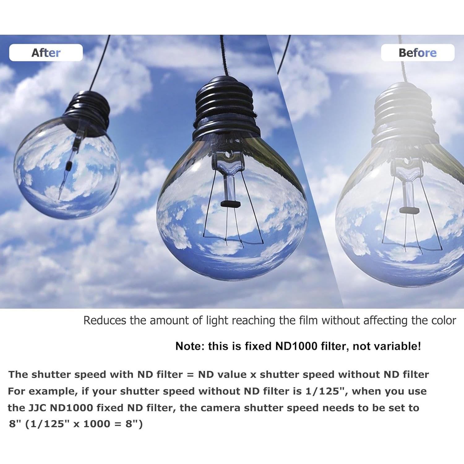 Filtro ND JJC 40.5mm ND1000 Fijo 10 Paradas para Cámaras Sony