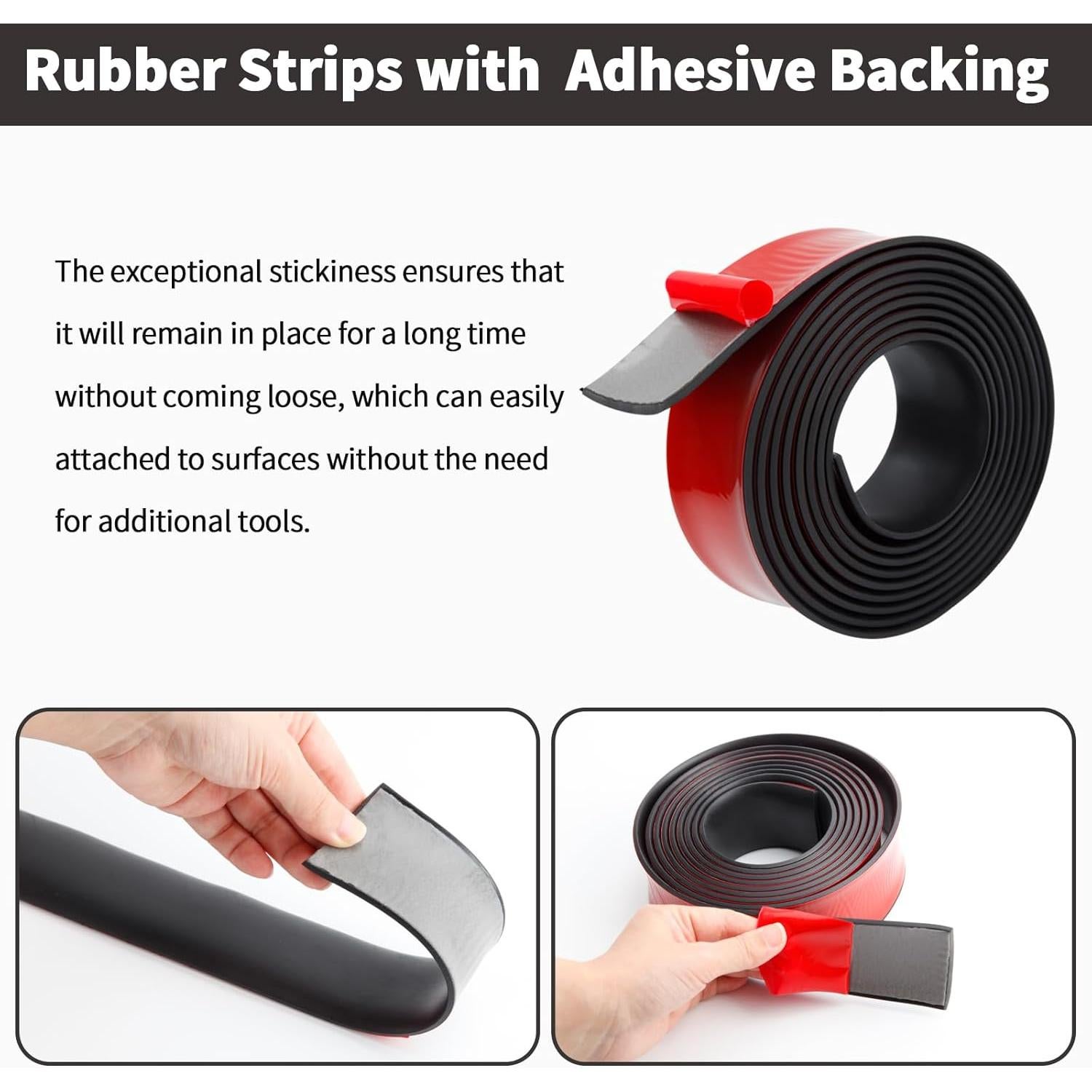 Tiras de goma autoadhesivas Heonay 2.54 cm x 0.32 cm x 3.05 m