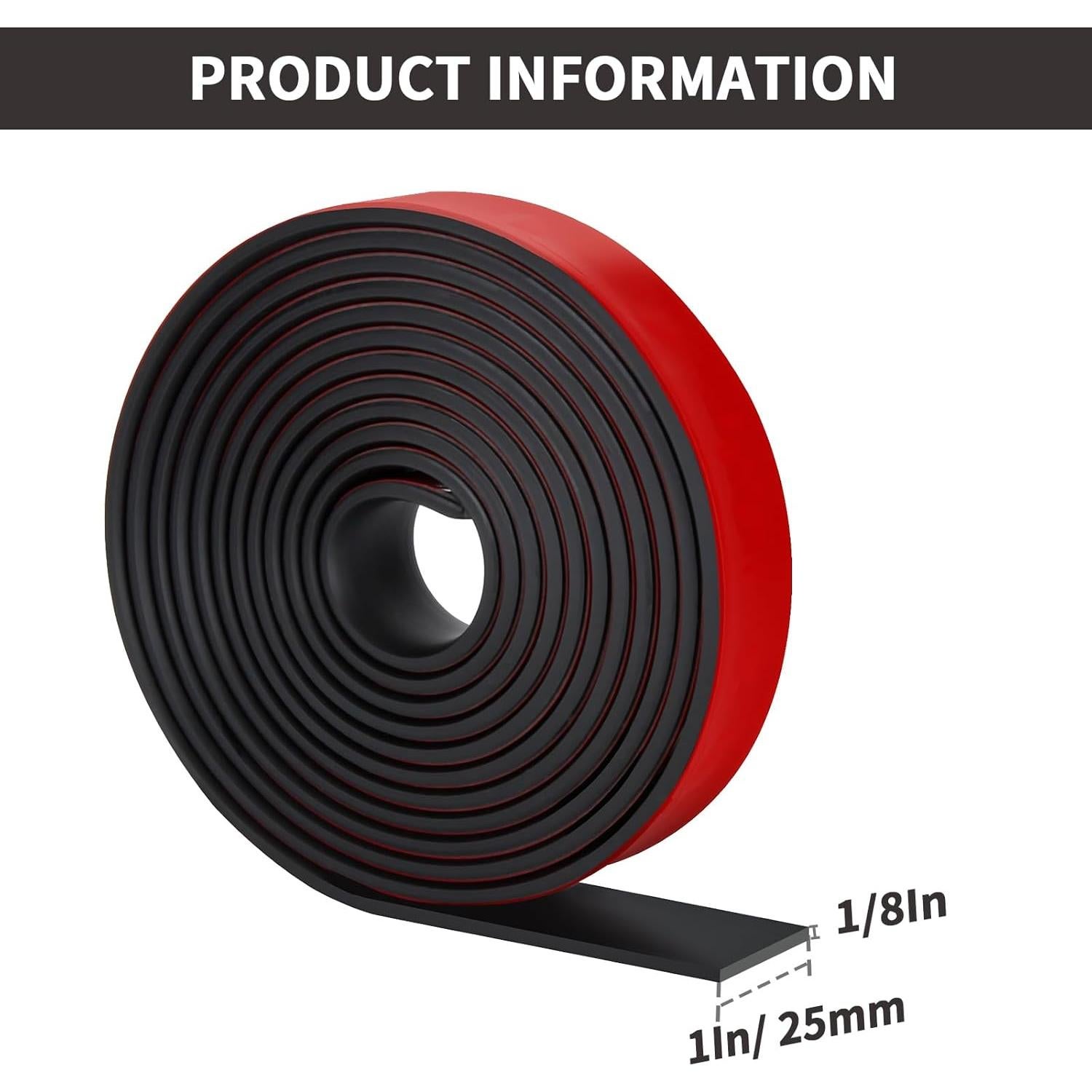 Tiras de goma autoadhesivas Heonay 2.54 cm x 0.32 cm x 3.05 m