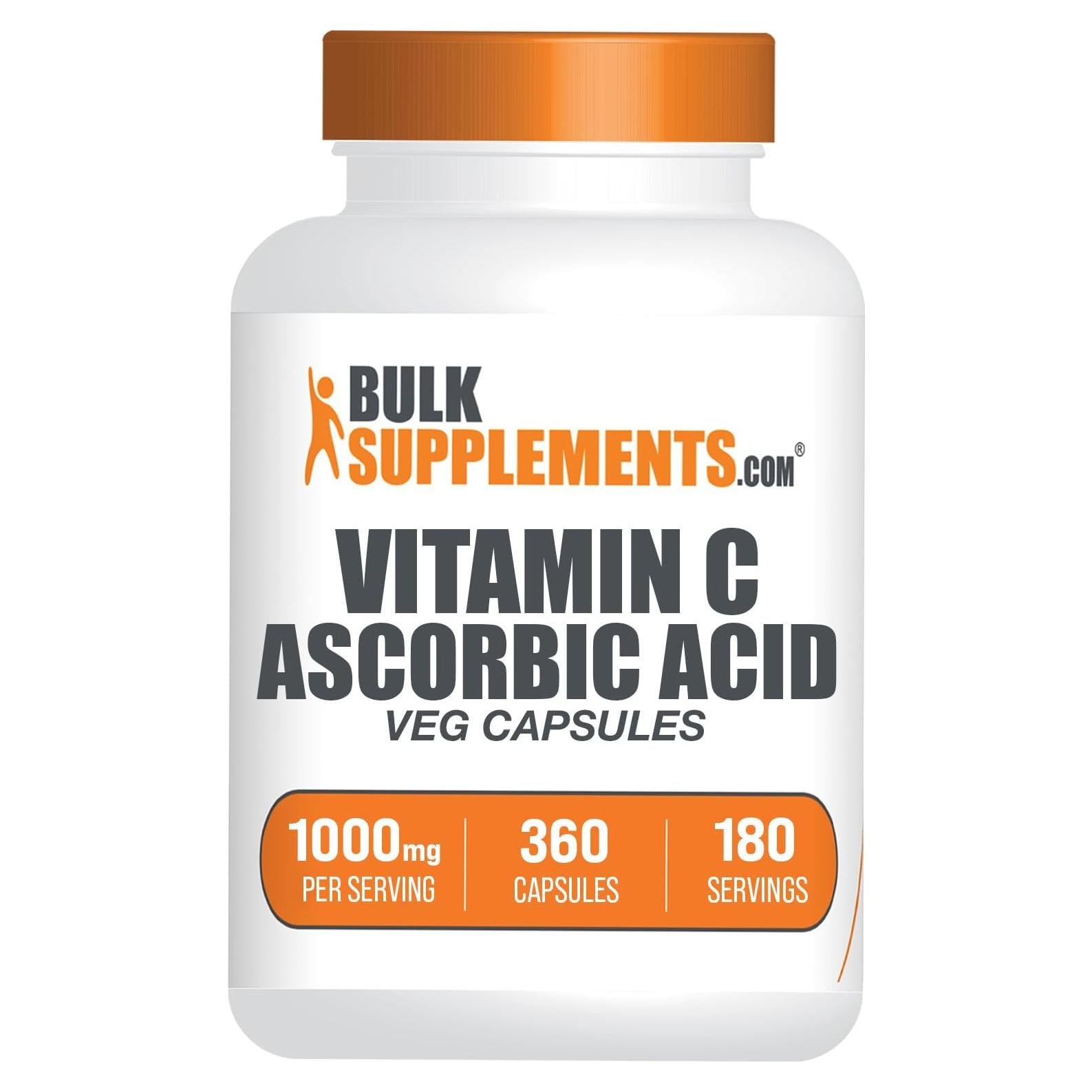 Cápsulas de Vitamina C 1000mg BulkSupplements - 360 Conteo
