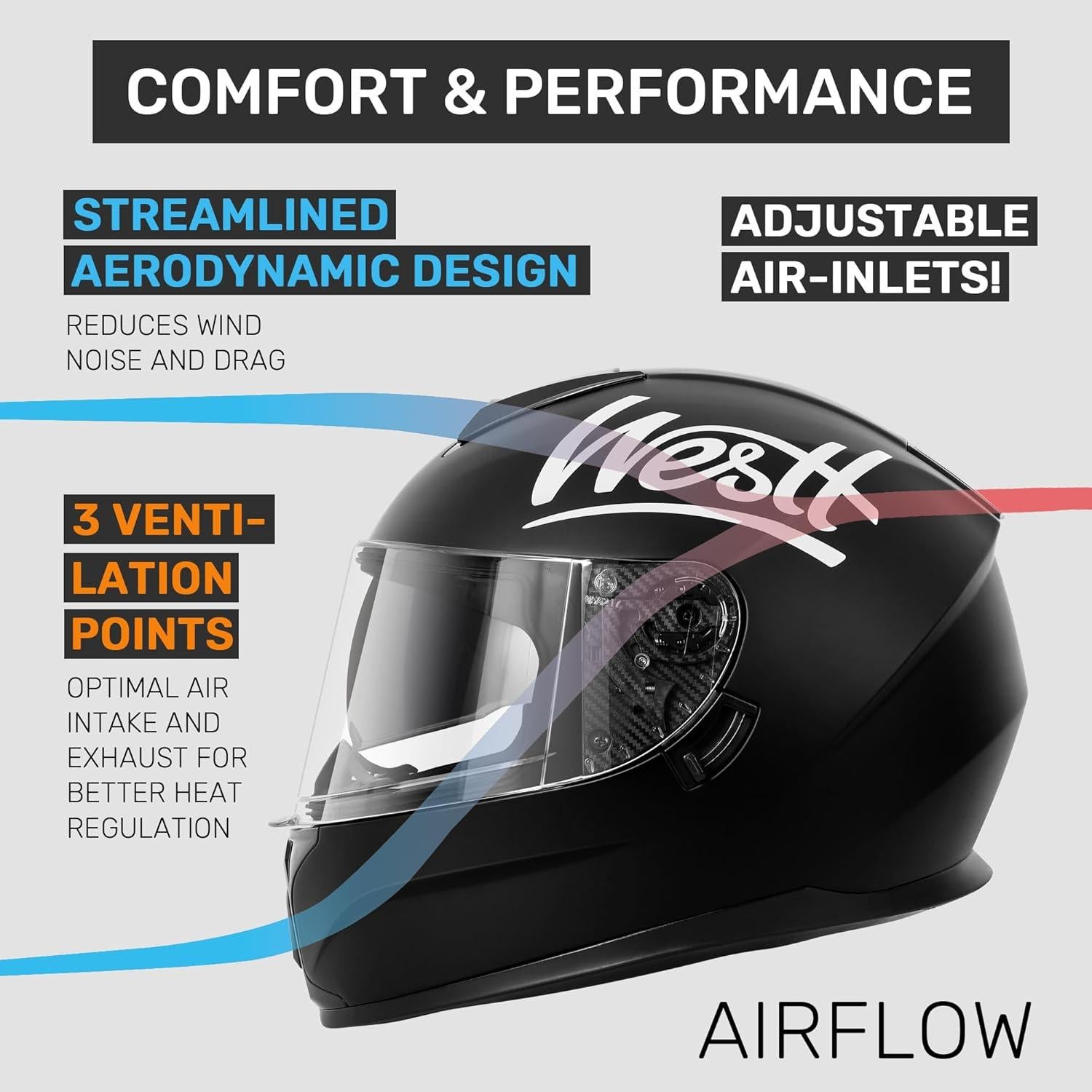 Casco de Motocicleta Westt Storm X Doble Visera S Gris Negro