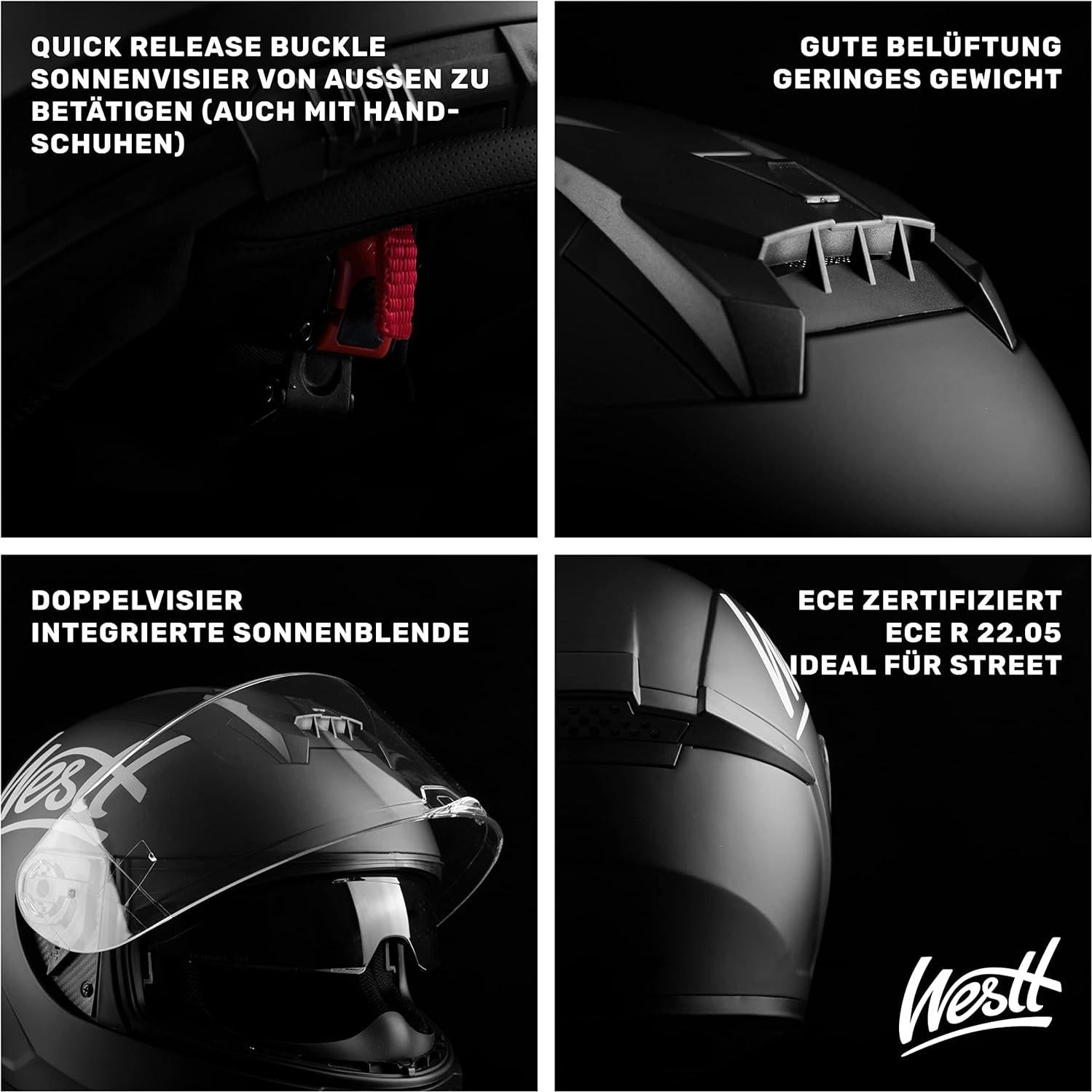 Casco de Moto Westt Storm X Doble Visera Gris S