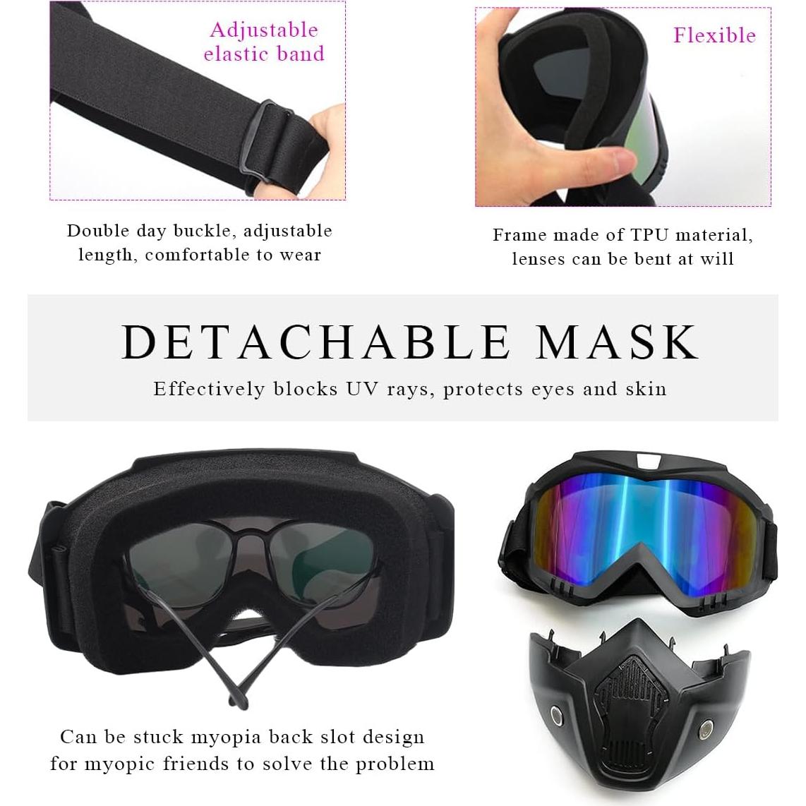 Gafas de Motocross DXNQ Colorido Anti-UV Ajuste Universal